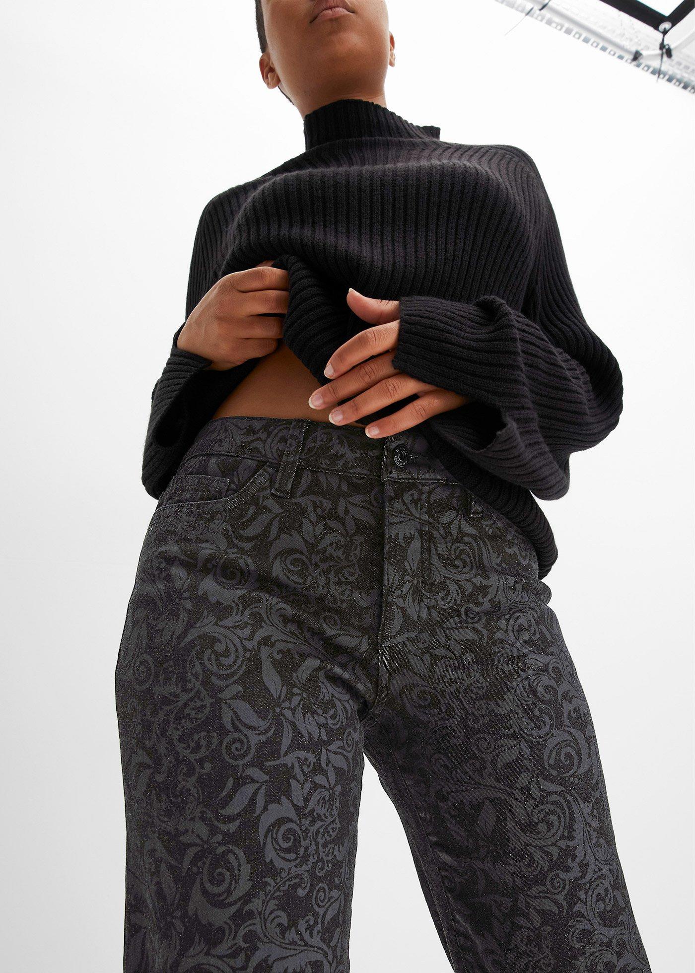 Dżinsy Marlena z połyskującym nadrukiem - Bonprix