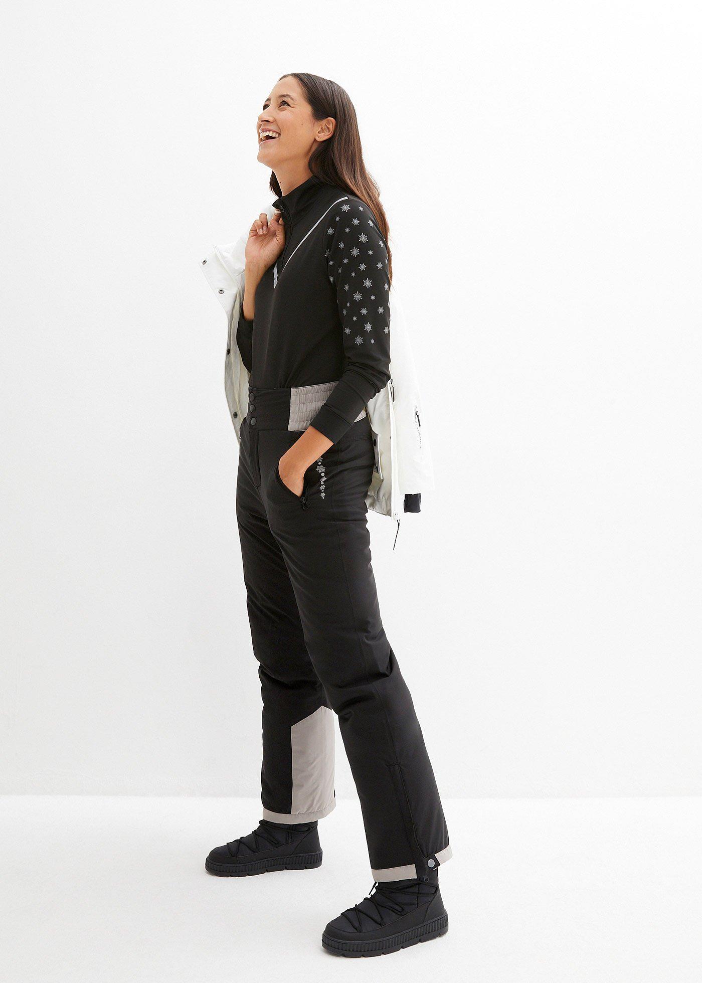 Spodnie narciarskie termoaktywne i nieprzemakalne, z wysoką talią, Straight - Bonprix