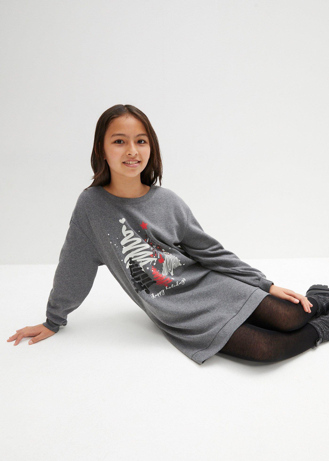 Sukienka dresowa dziewczęca z cekinami - Bonprix