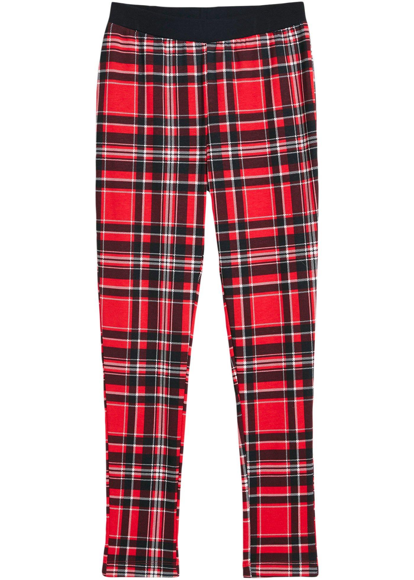 Legginsy dziewczęce ocieplane, w kratę - Bonprix