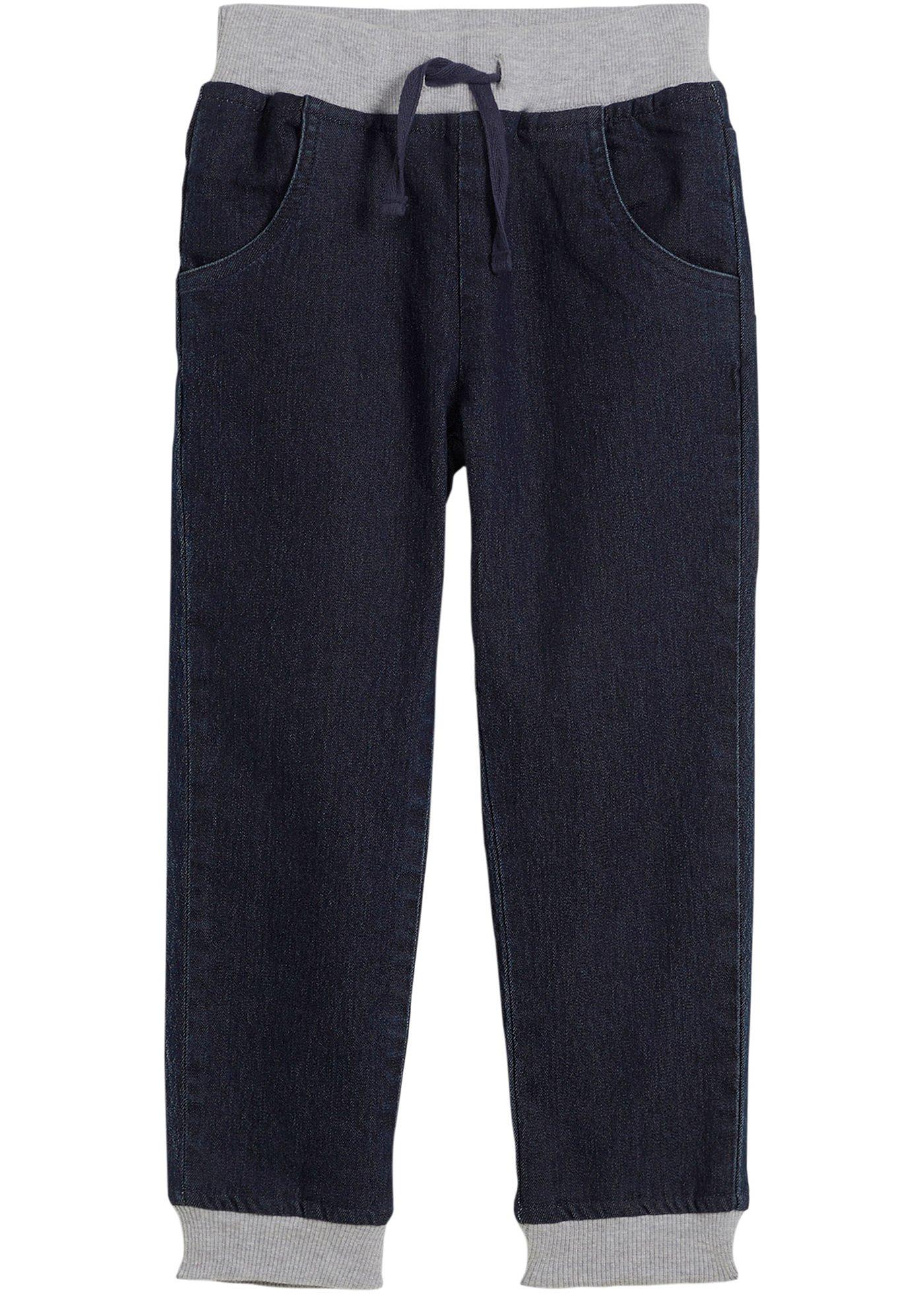 Spodnie ocieplane na podszewce z dżerseju, średni stan - Bonprix