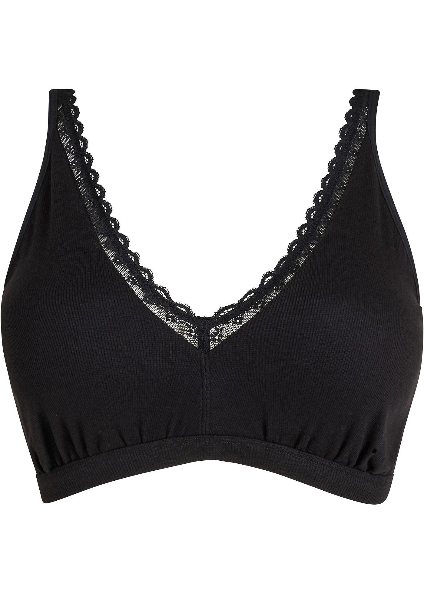Sutien bralette ripsat, cu bumbac organic și dantelă