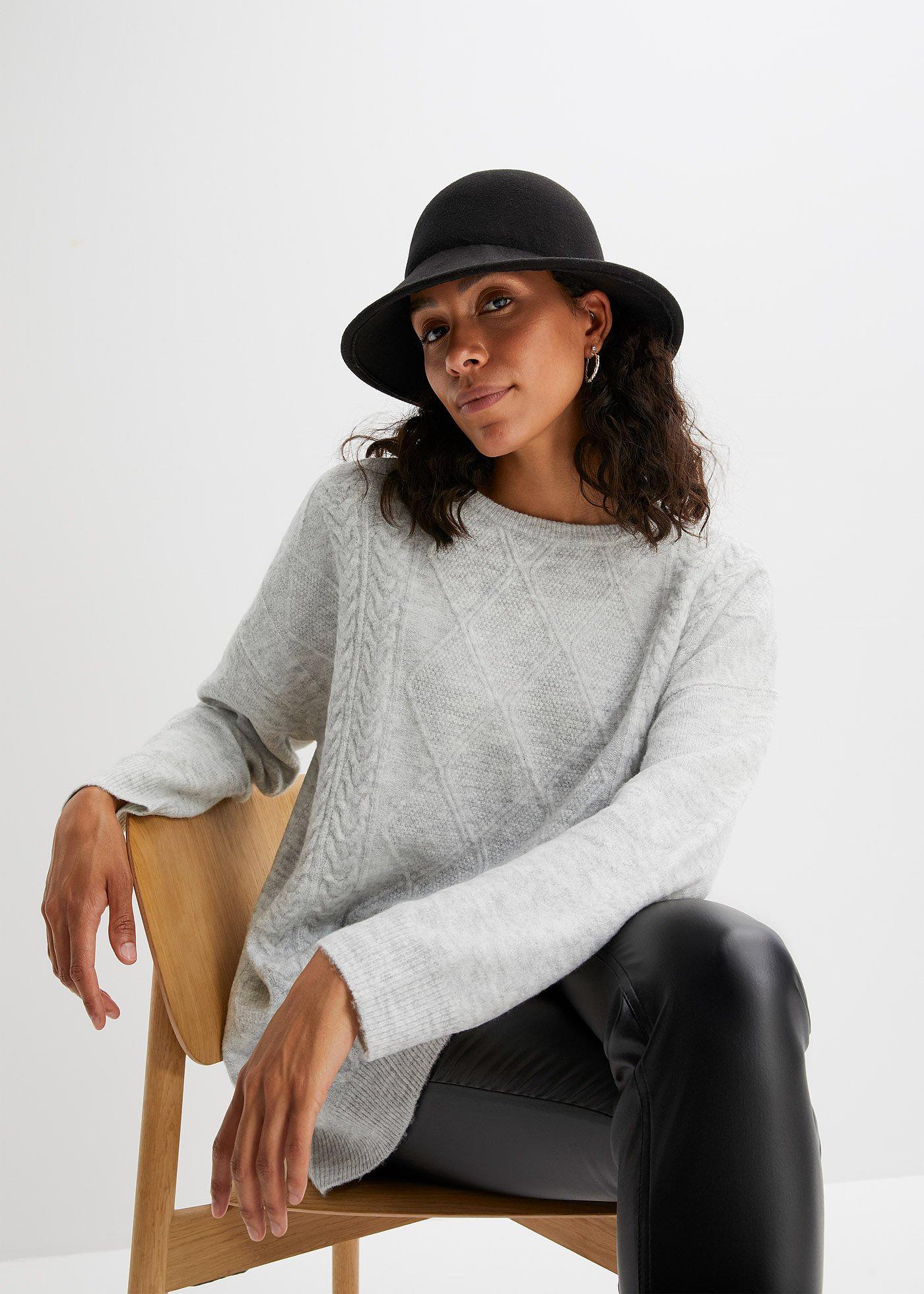 Sweter oversize w warkocze - Bonprix