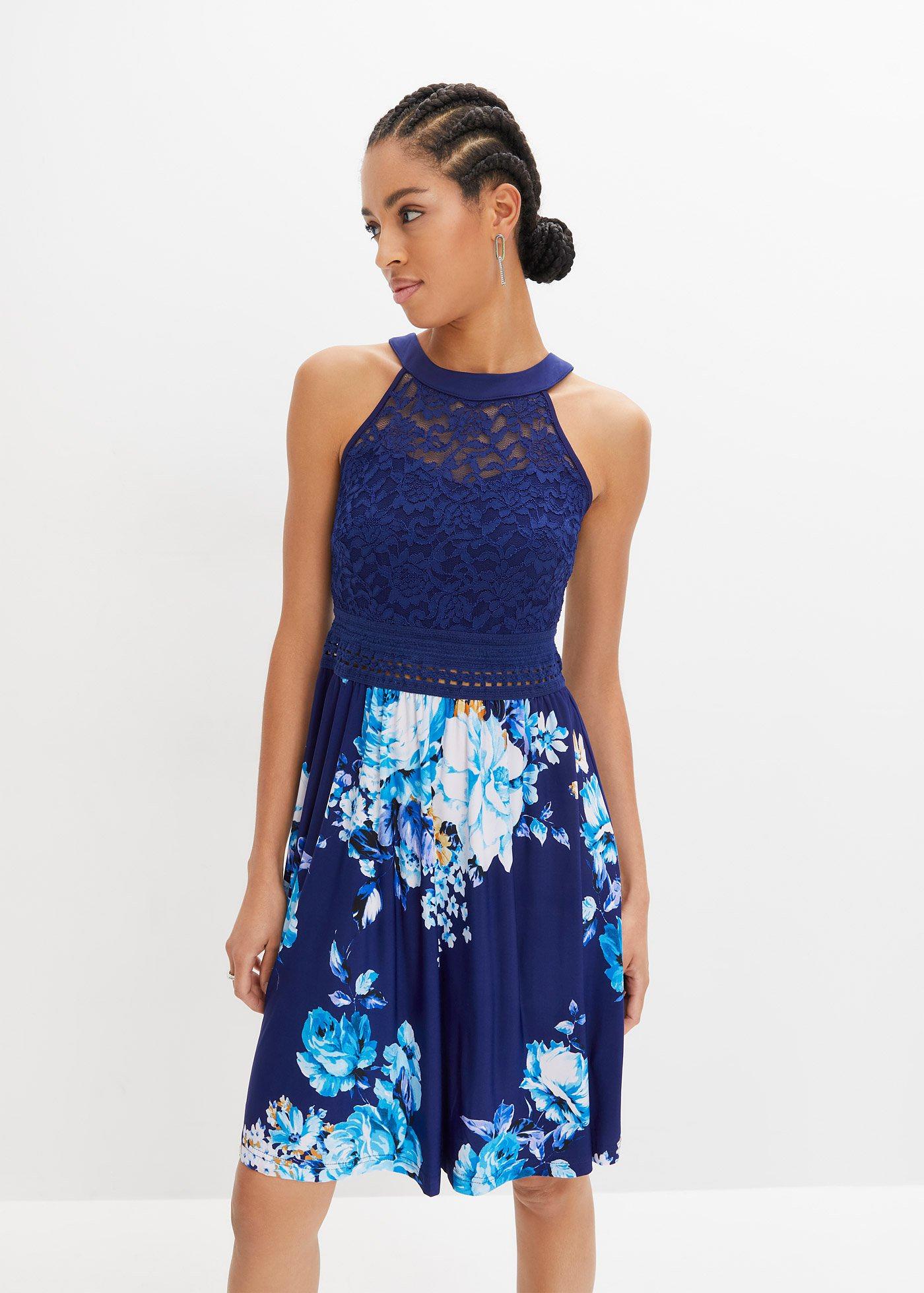 Sukienka z dżerseju z koronką - Bonprix