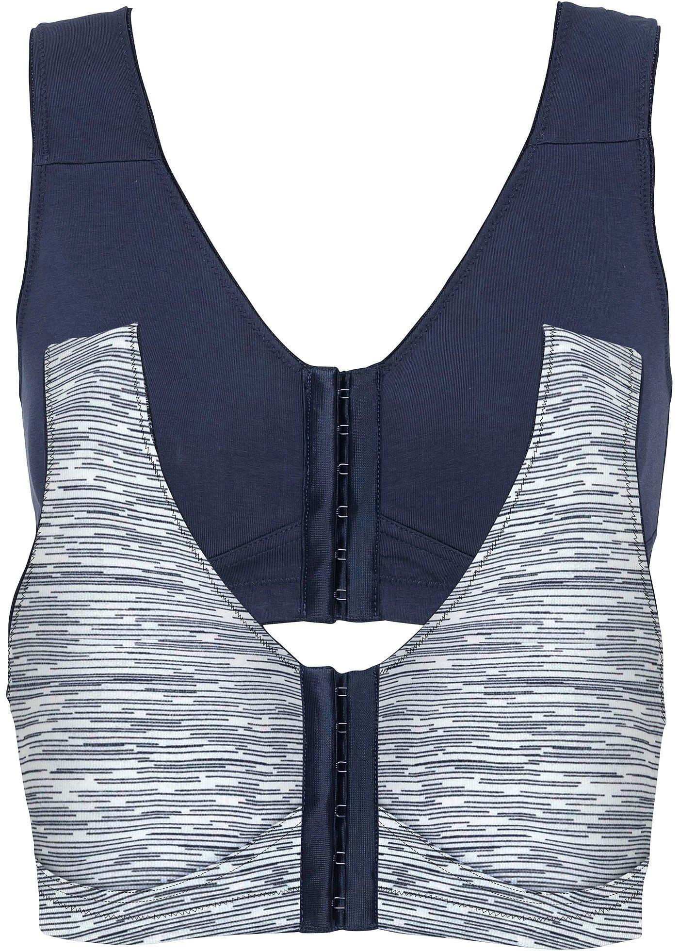 Biustonosz z zapięciem z przodu, bez fiszbinów, bawełna organiczna (2 szt.) - Bonprix