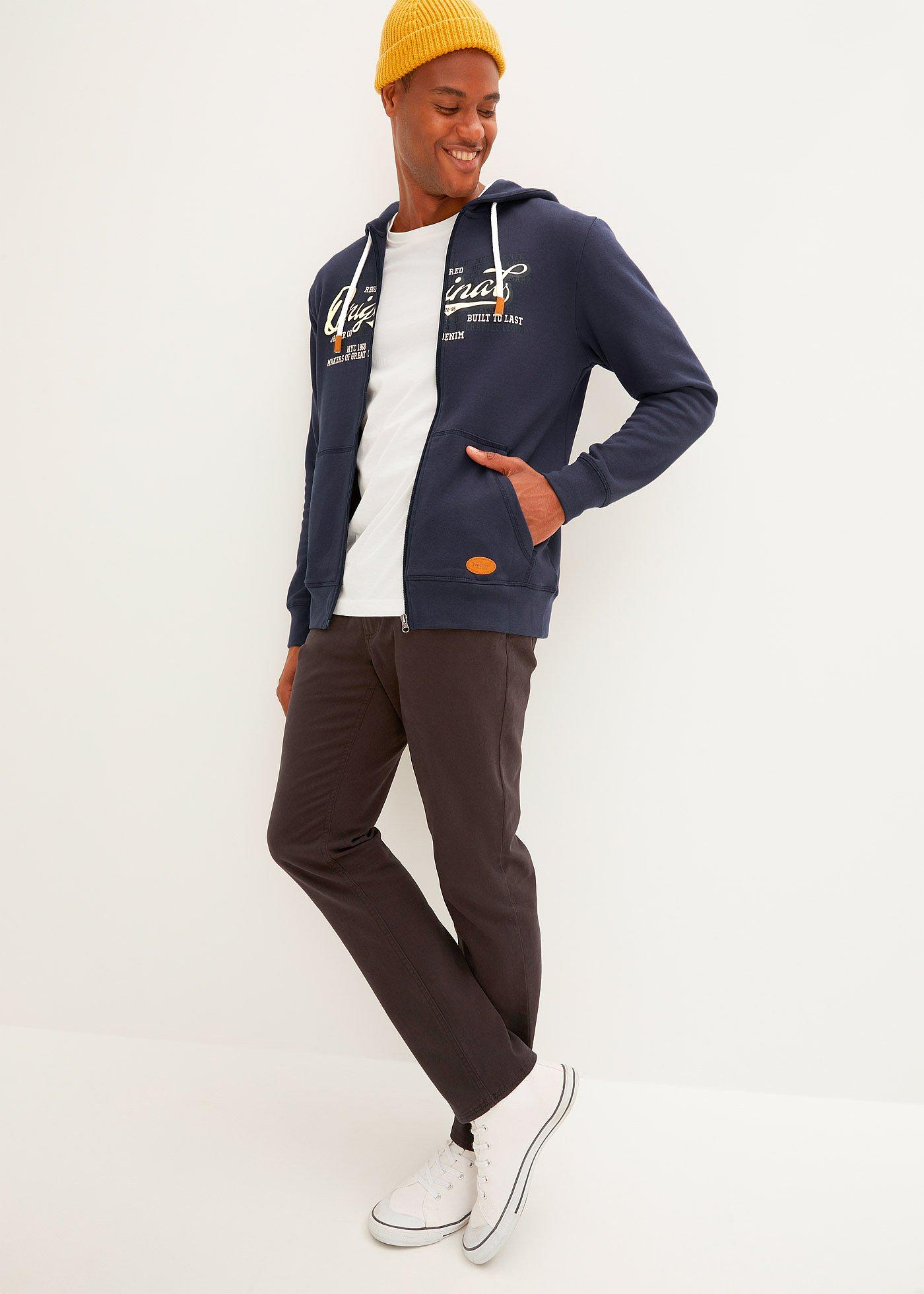 Bluza rozpinana z kapturem, z miękko szczotkowaną spodnią stroną - Bonprix