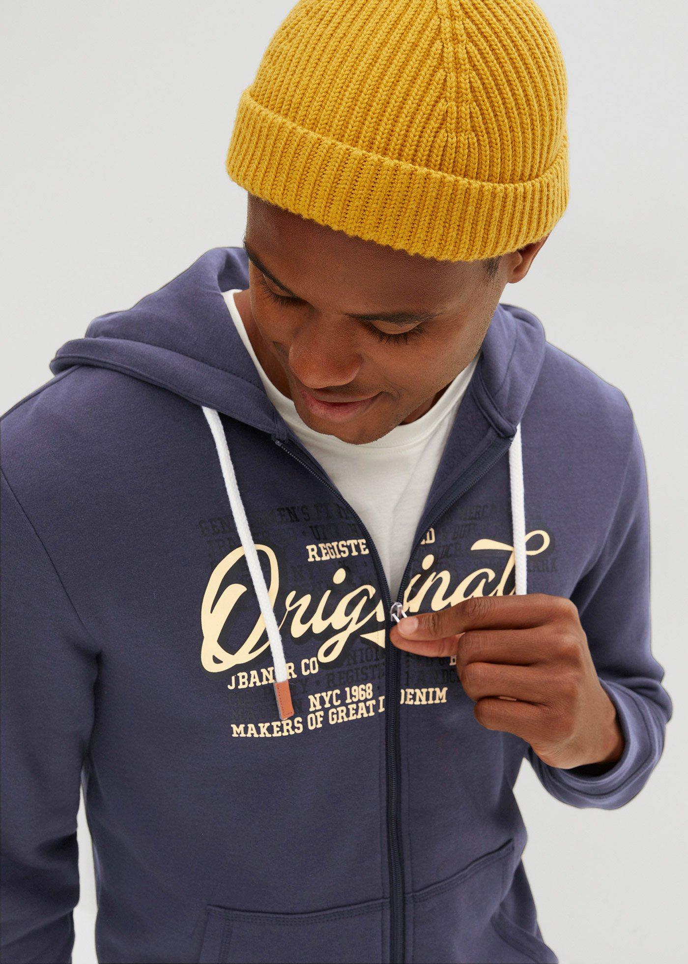 Bluza rozpinana z kapturem, z miękko szczotkowaną spodnią stroną - Bonprix