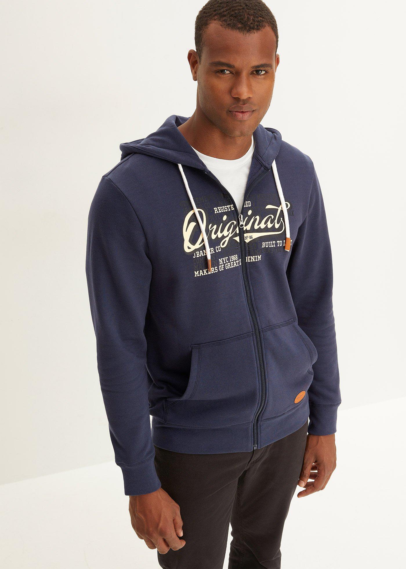 Bluza rozpinana z kapturem, z miękko szczotkowaną spodnią stroną - Bonprix