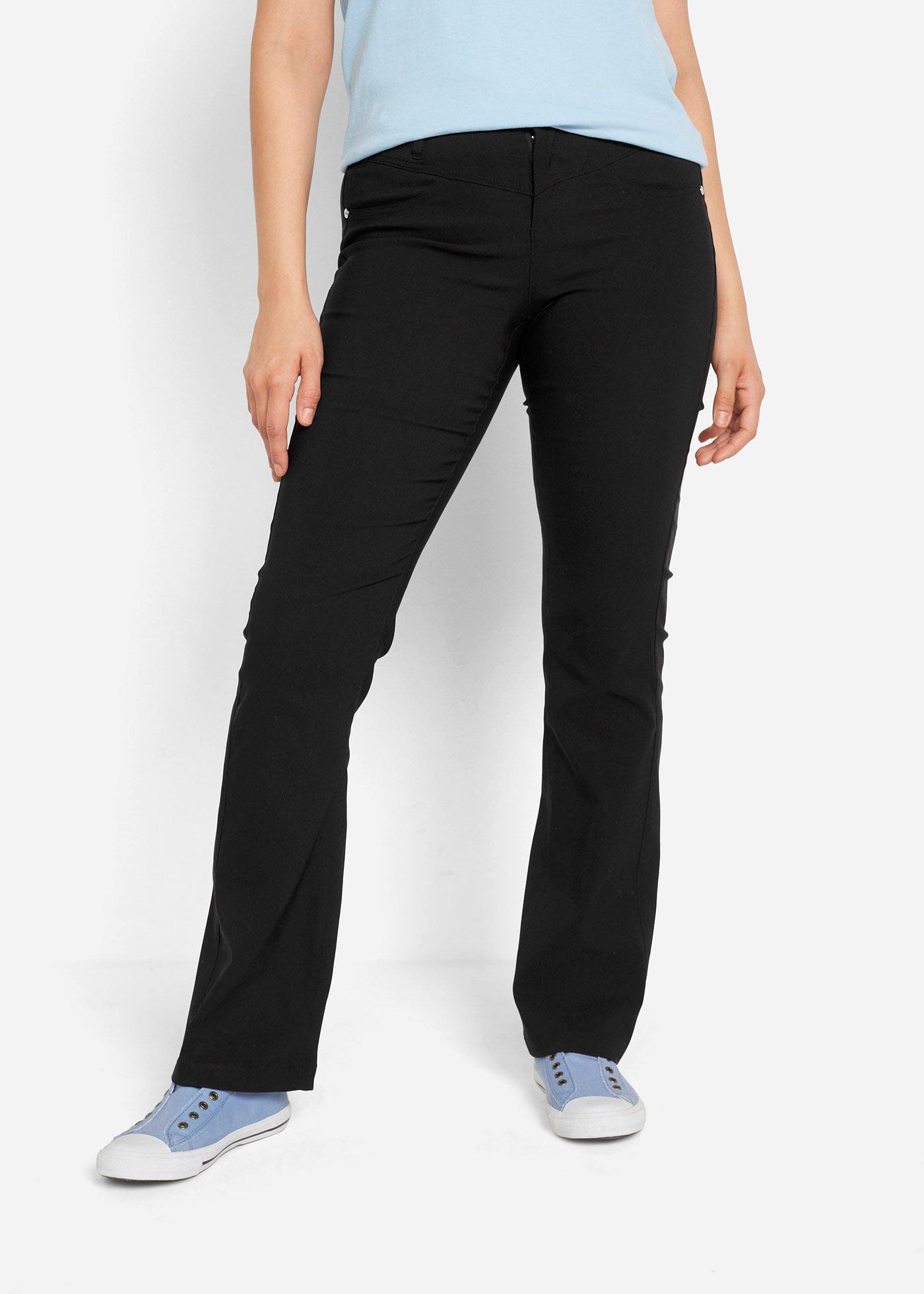 Spodnie z bengaliny ze stretchem o kroju bootcut - Bonprix