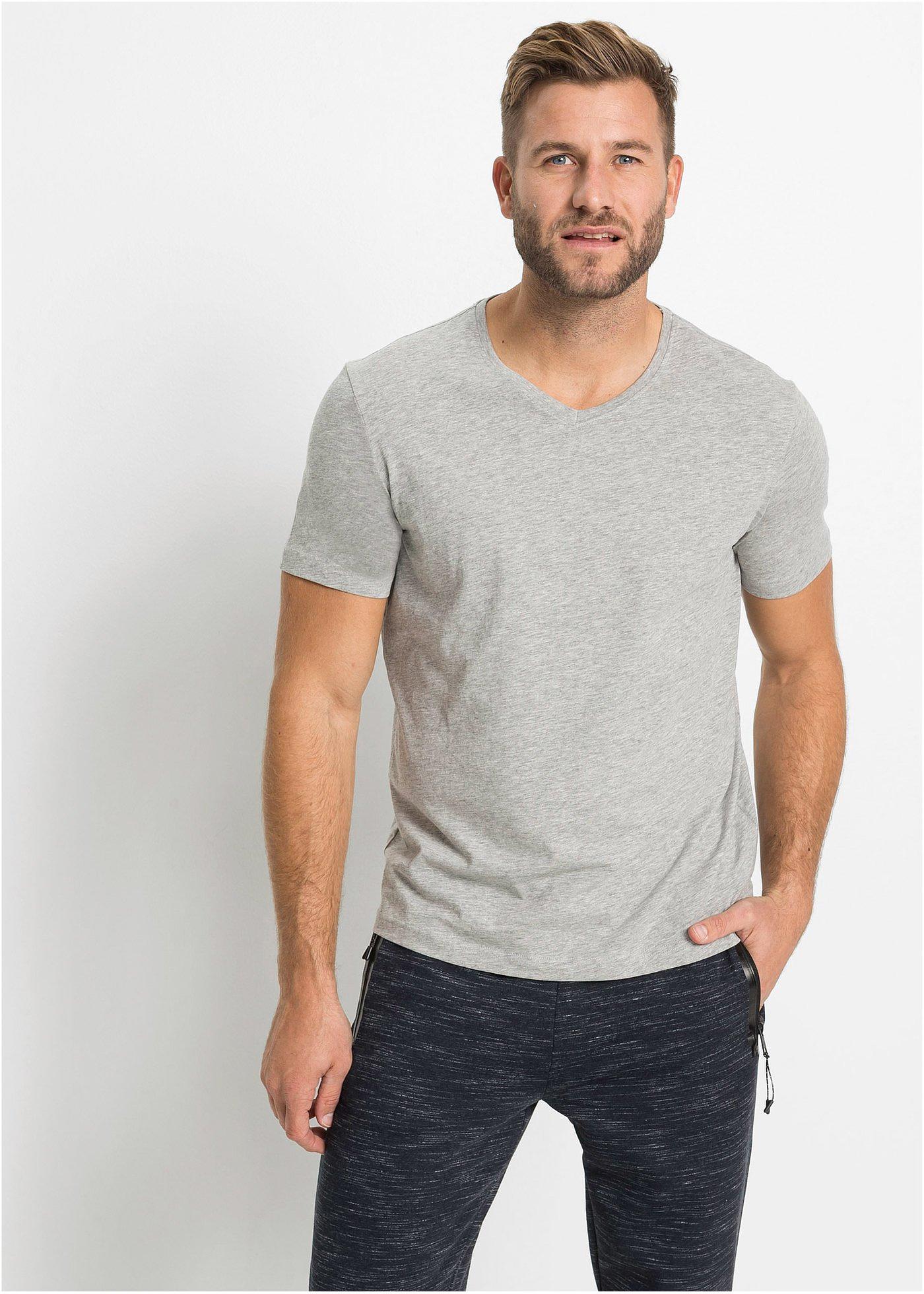 T-shirt z dekoltem w serek (3 szt.) - Bonprix