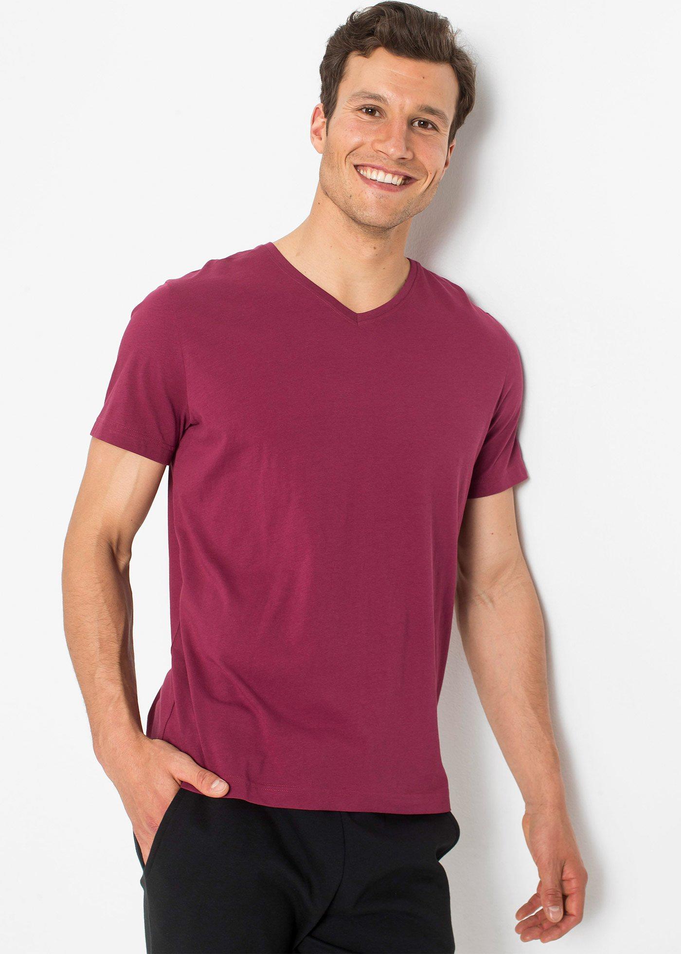 T-shirt z dekoltem w serek (3 szt.) - Bonprix