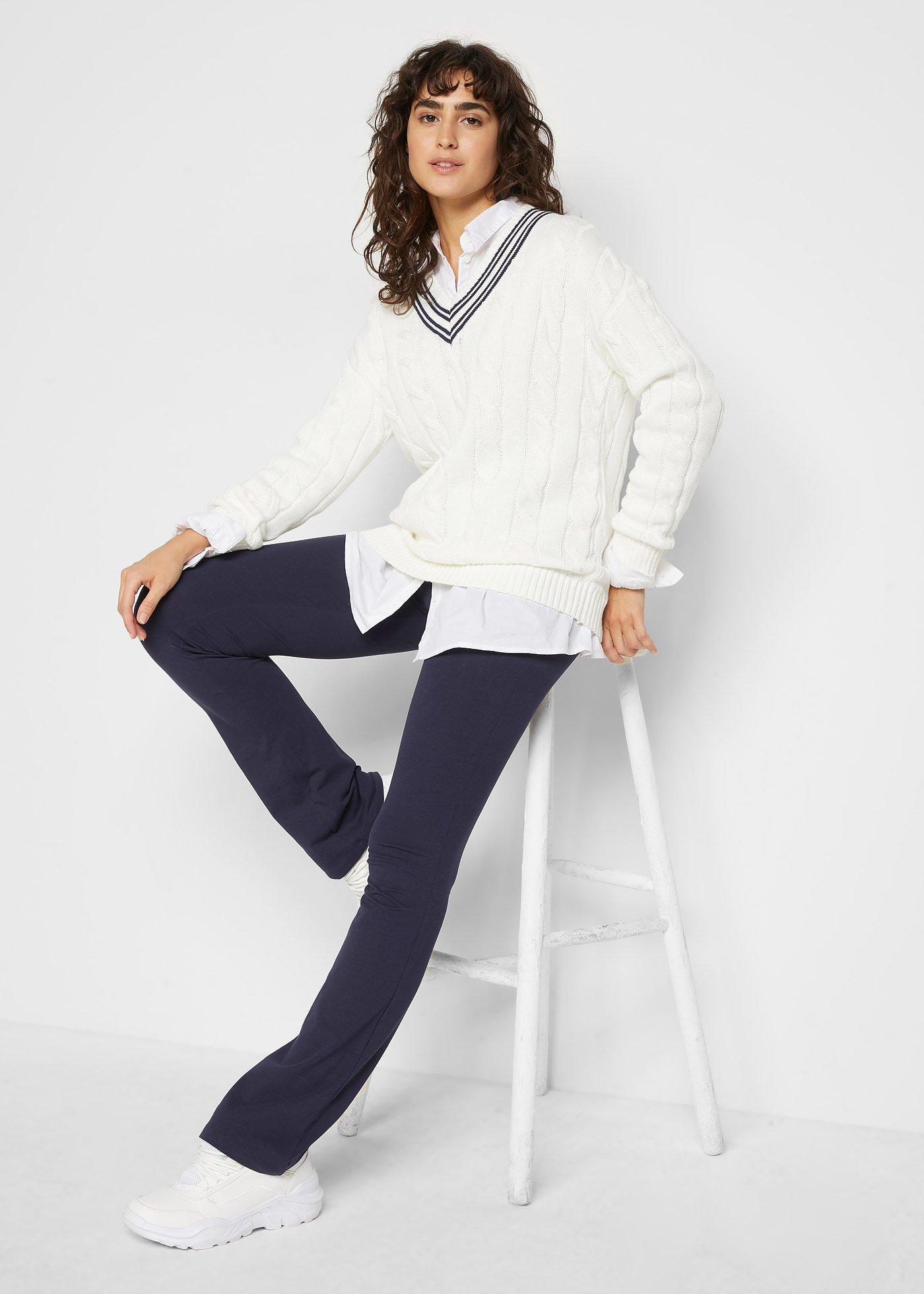 Legginsy z bawełny Flared Leg - Bonprix