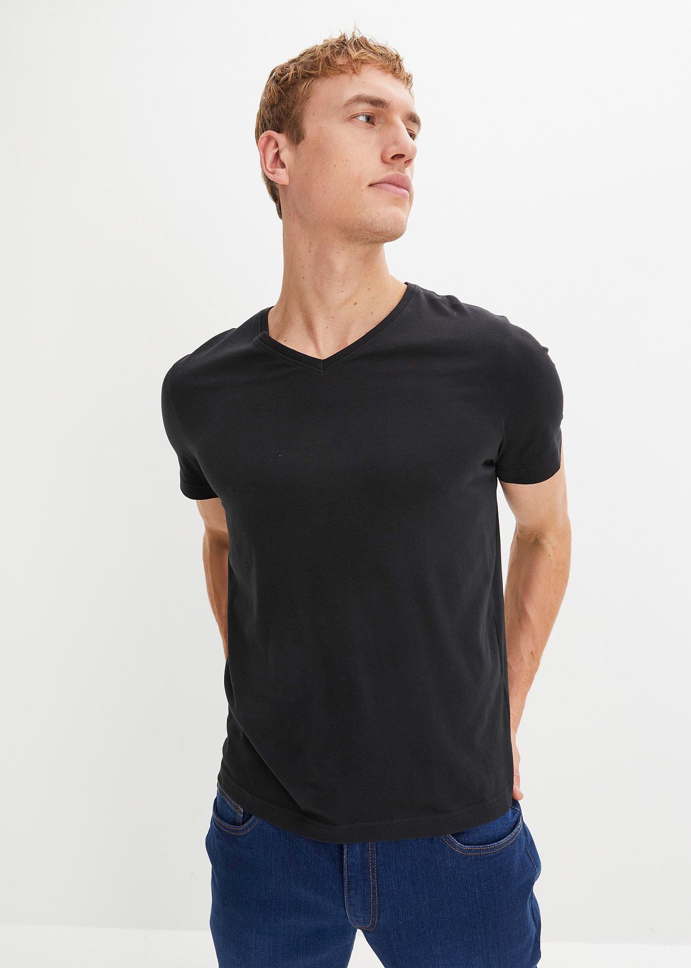T-shirt z dekoltem w serek (3 szt.) - Bonprix