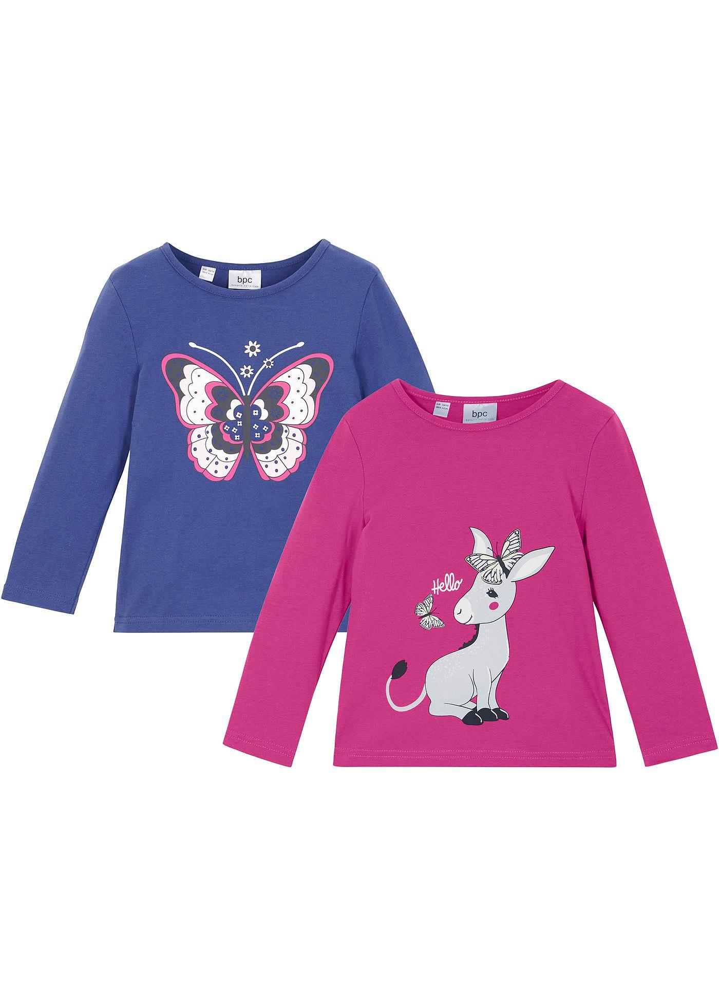 Shirt z długim rękawem (2 szt.), z czystej bawełny - Bonprix