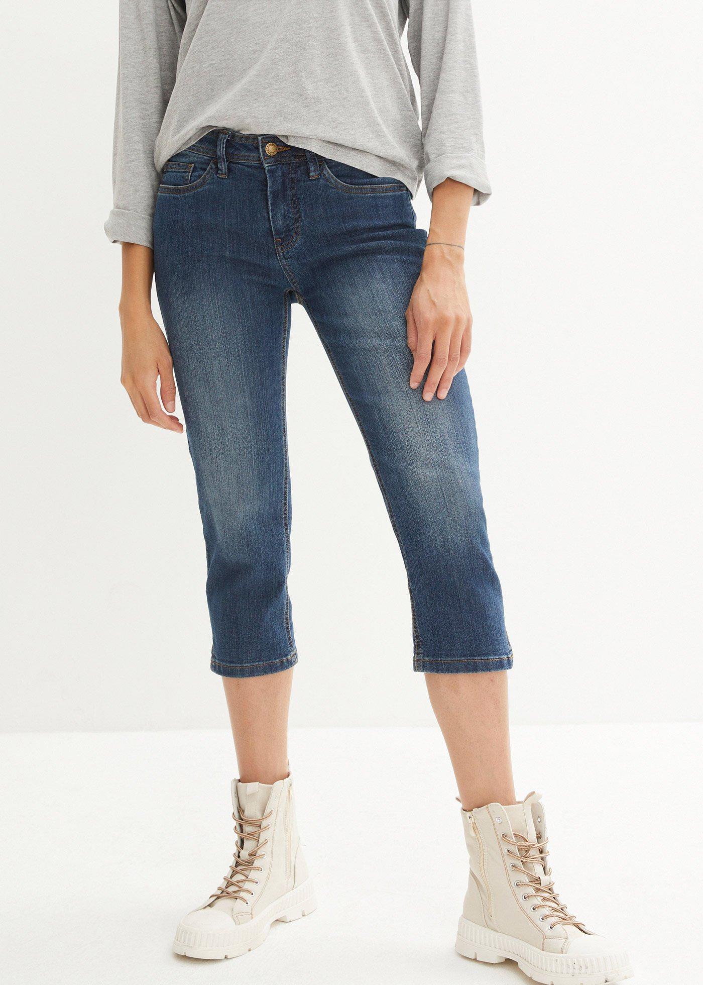 Dżinsy Slim Fit mid waist, cropped - Bonprix