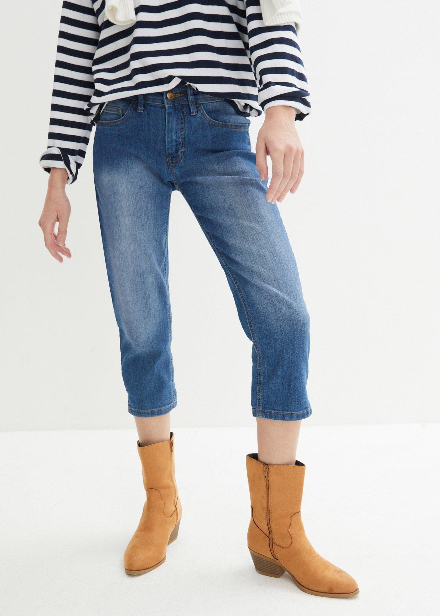 Dżinsy Slim Fit mid waist, cropped - Bonprix