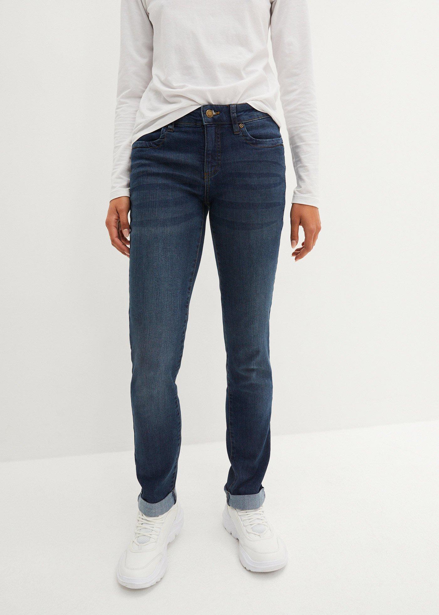 Jeansy ze stretchem straight, mid waist - Bonprix