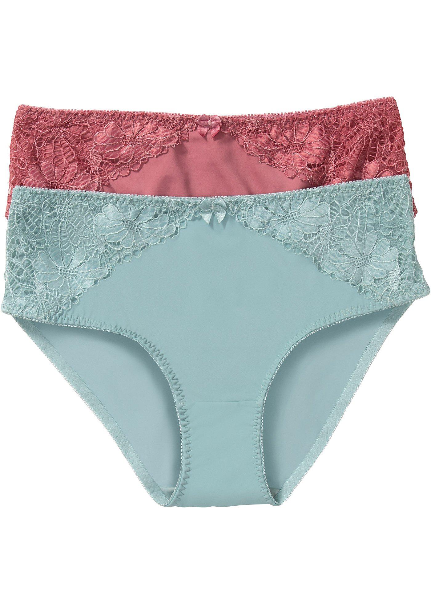 Figi maxi z koronką (2 pary) - Bonprix