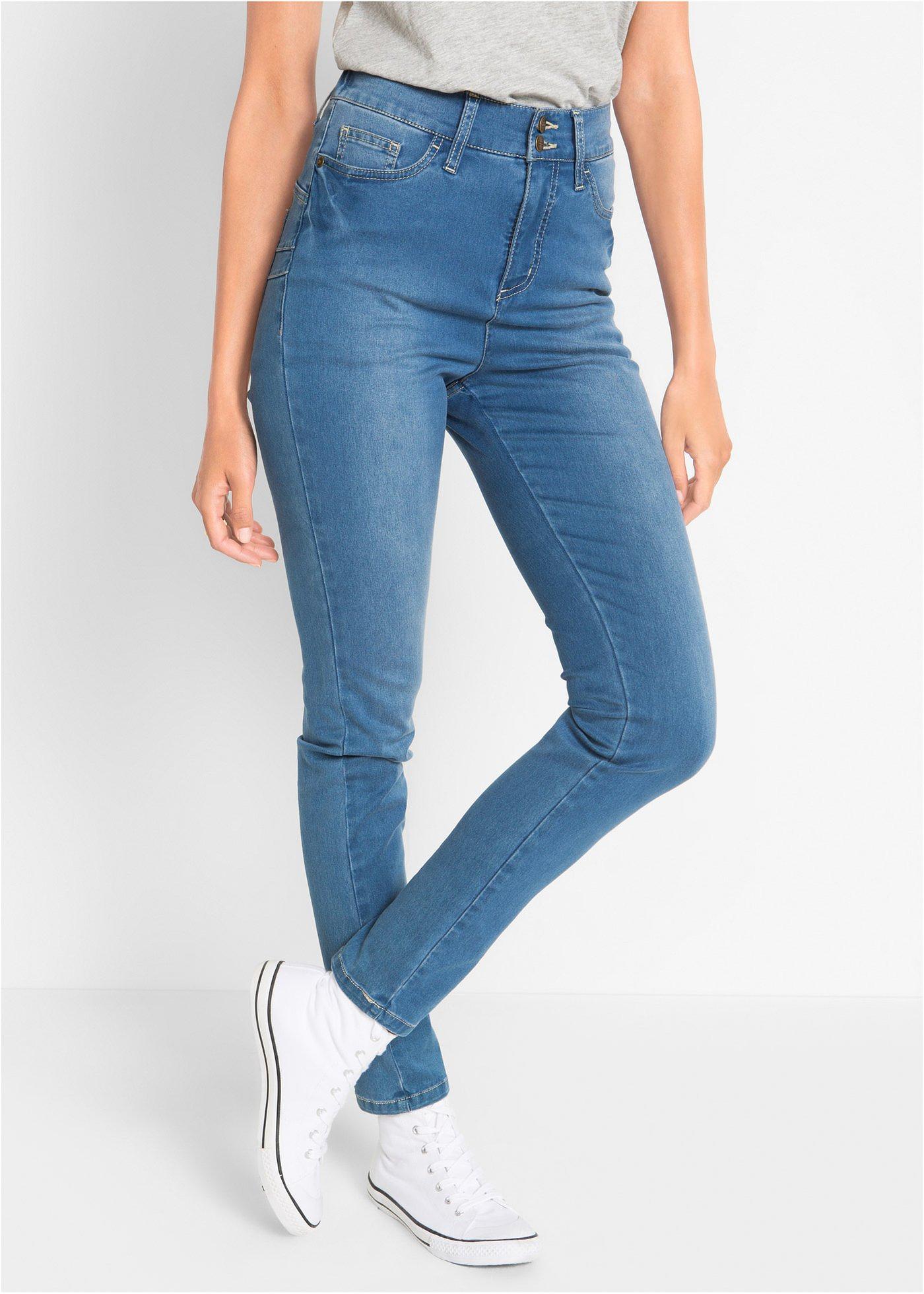 Dżinsy o kroju slim fit, z dużą zawartością stretchu, high waist - Bonprix