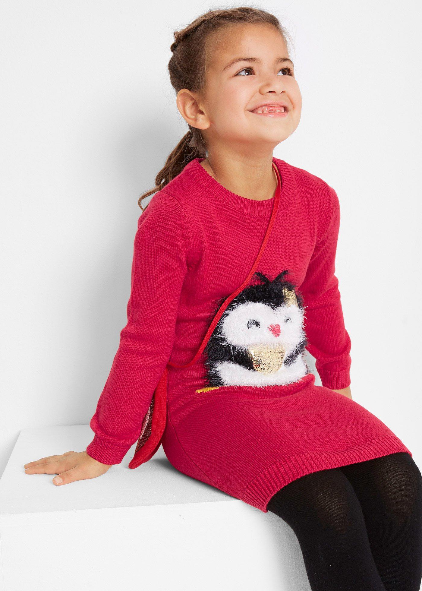 Sukienka dzianinowa z torebką (komplet 2-cz.) - Bonprix