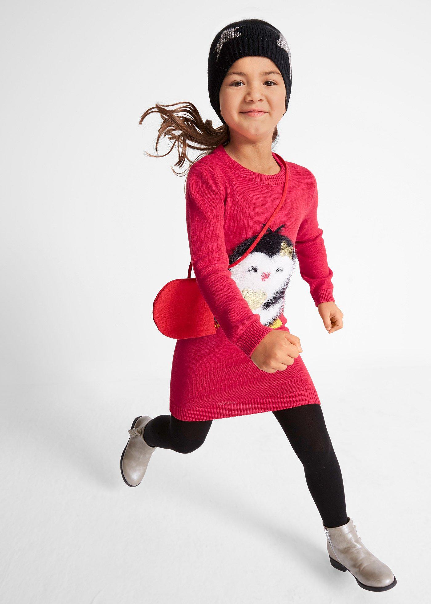 Sukienka dzianinowa z torebką (komplet 2-cz.) - Bonprix