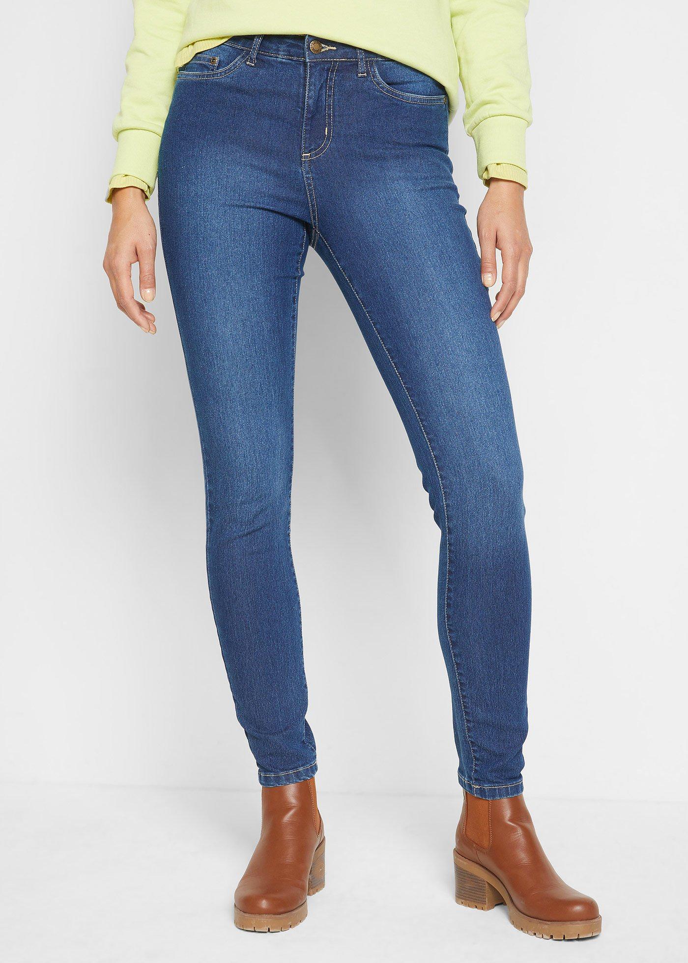 Dżinsy o kroju skinny, mid waist, ze stretchem - Bonprix