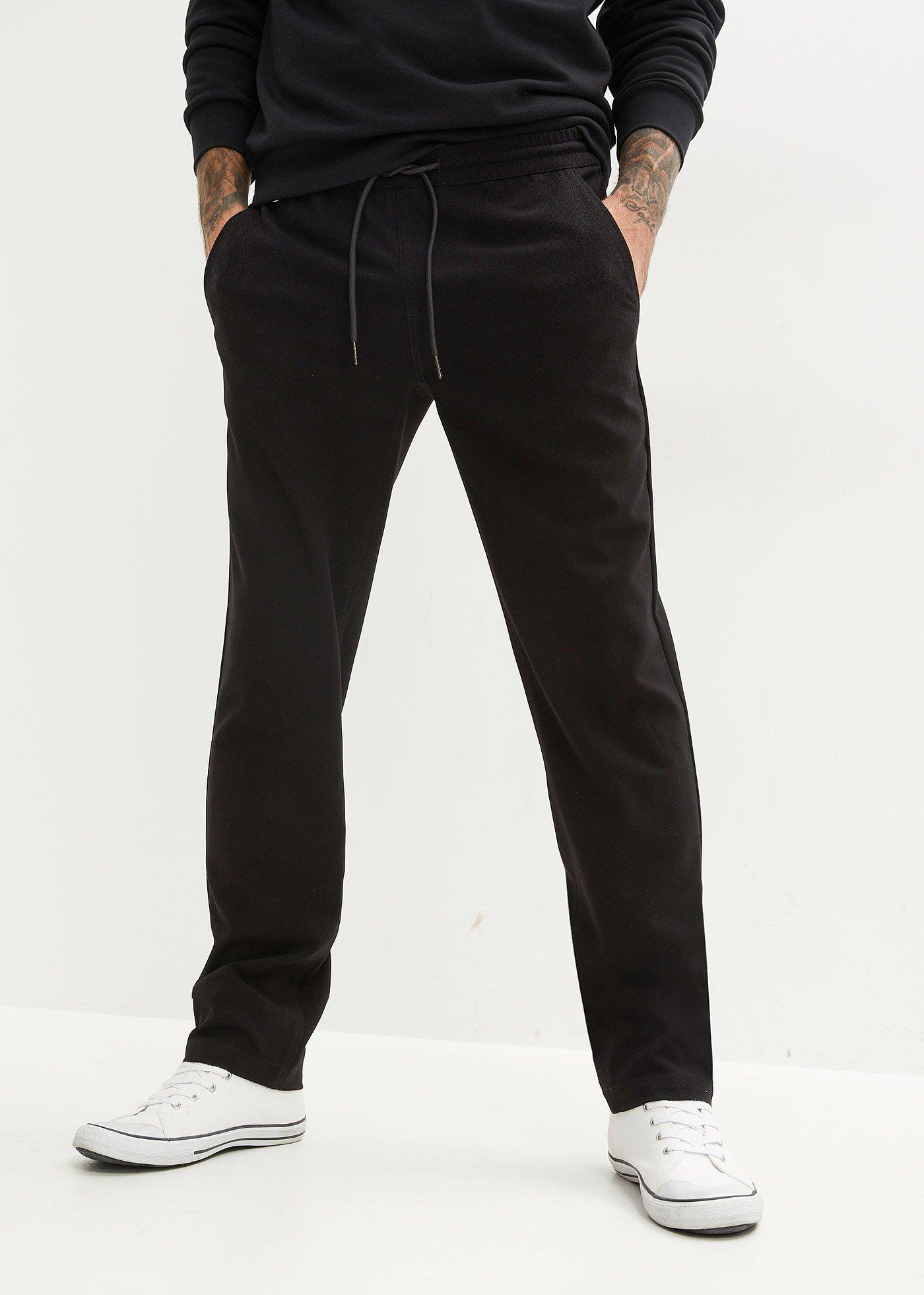 Spodnie z gumką w talii, ze stretchem, krój loose fit, straight - Bonprix
