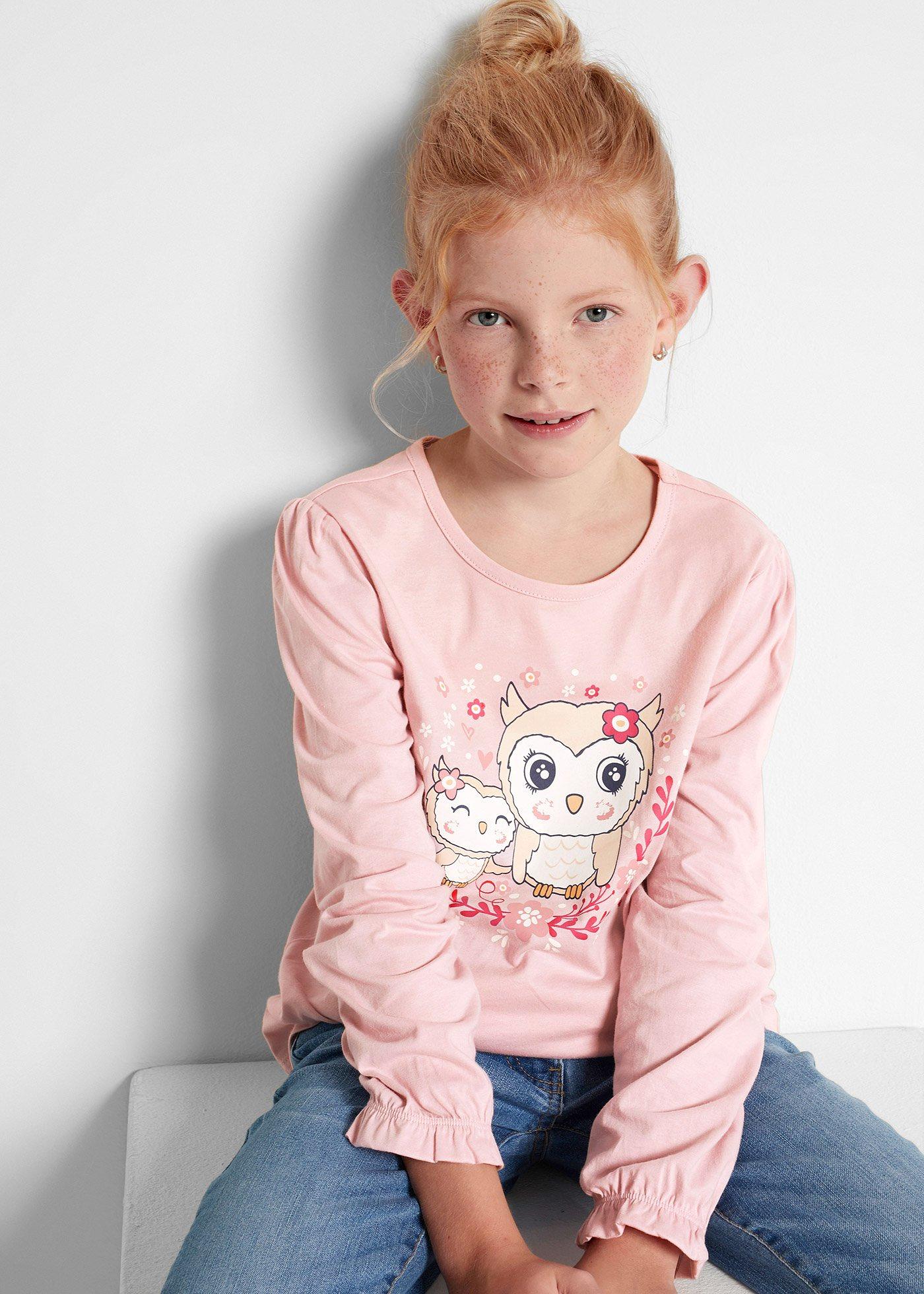Shirt dziewczęcy z długim rękawem (2 szt.) - Bonprix