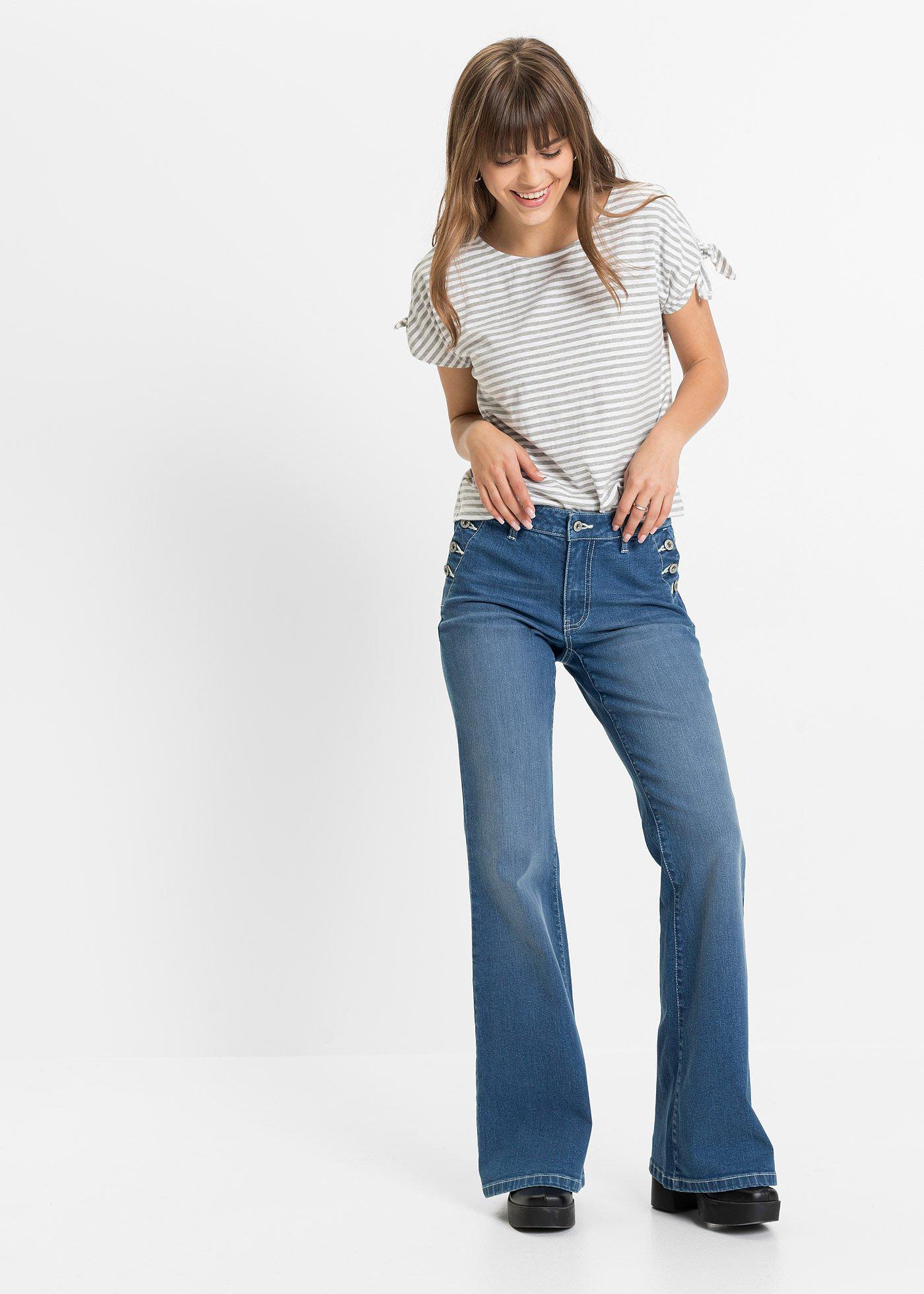 Dżinsy Bootcut, mid waist, bawełna organiczna - Bonprix