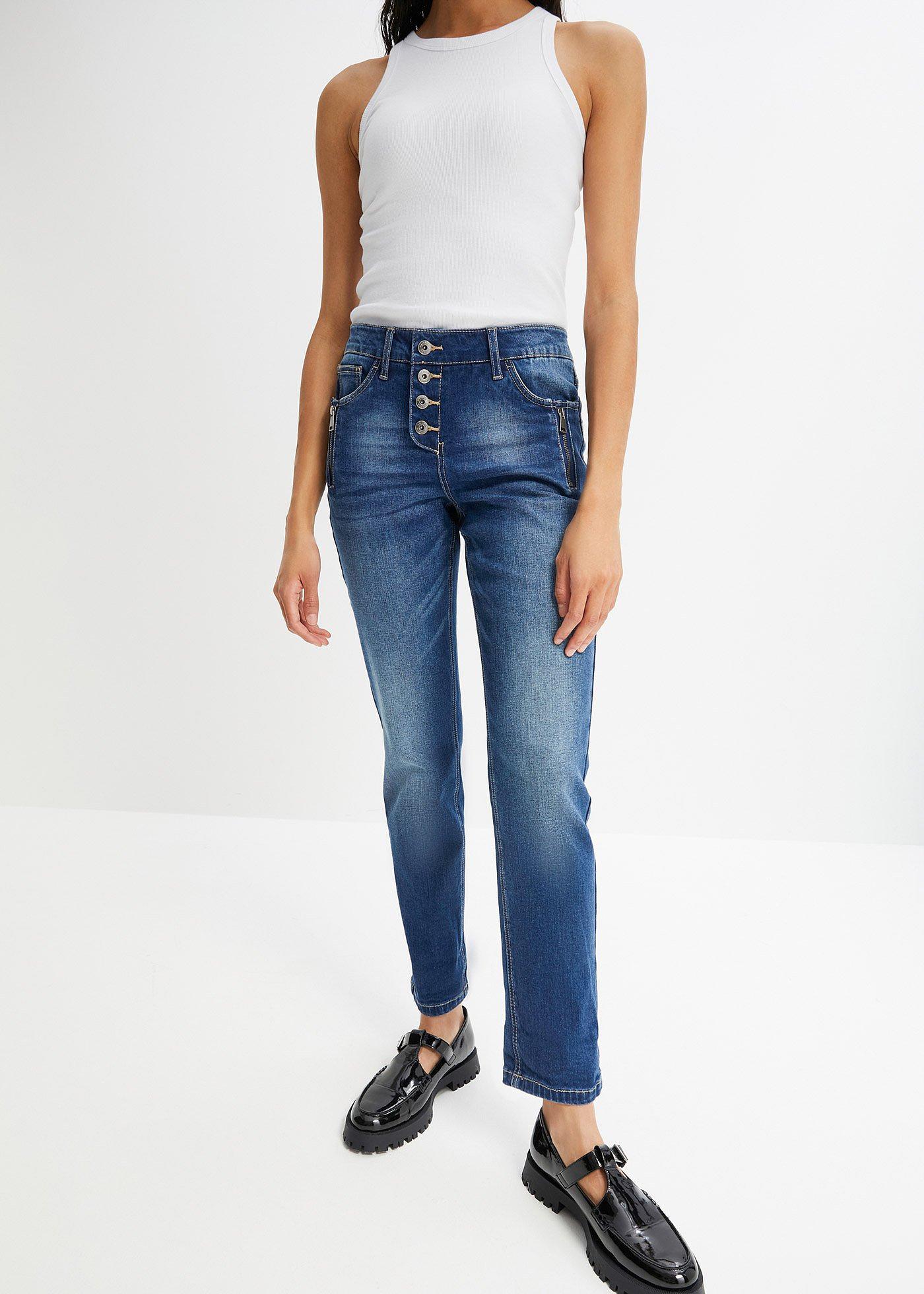 Dżinsy o kroju boyfriend, mid waist - Bonprix