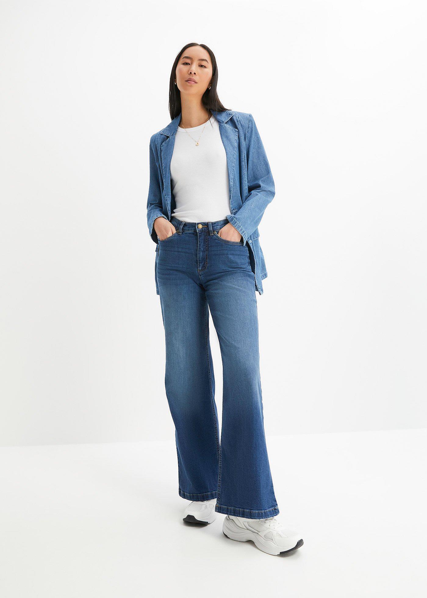 Dżinsy high waist, wide leg, z bawełny organicznej - Bonprix