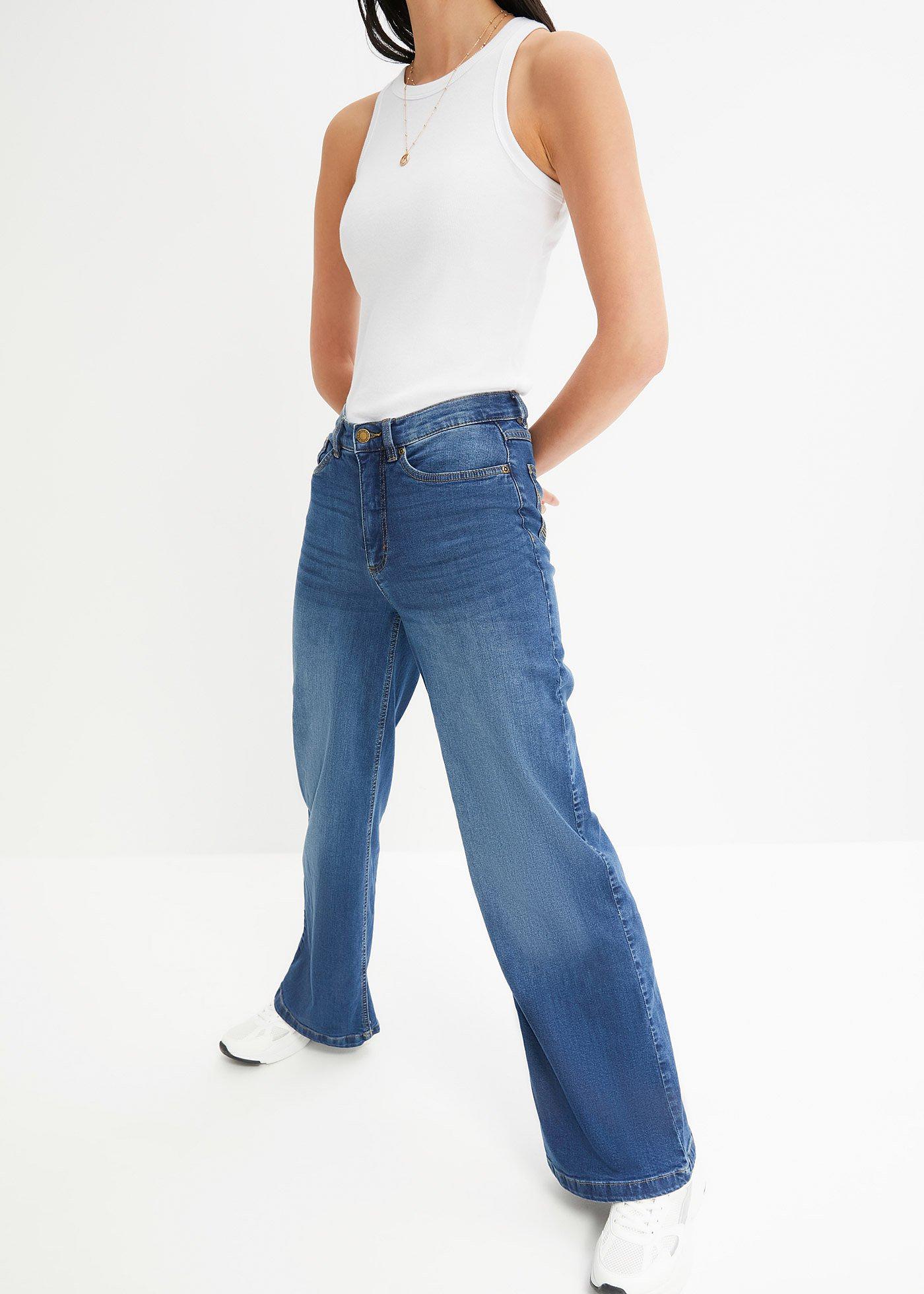 Dżinsy high waist, wide leg, z bawełny organicznej - Bonprix
