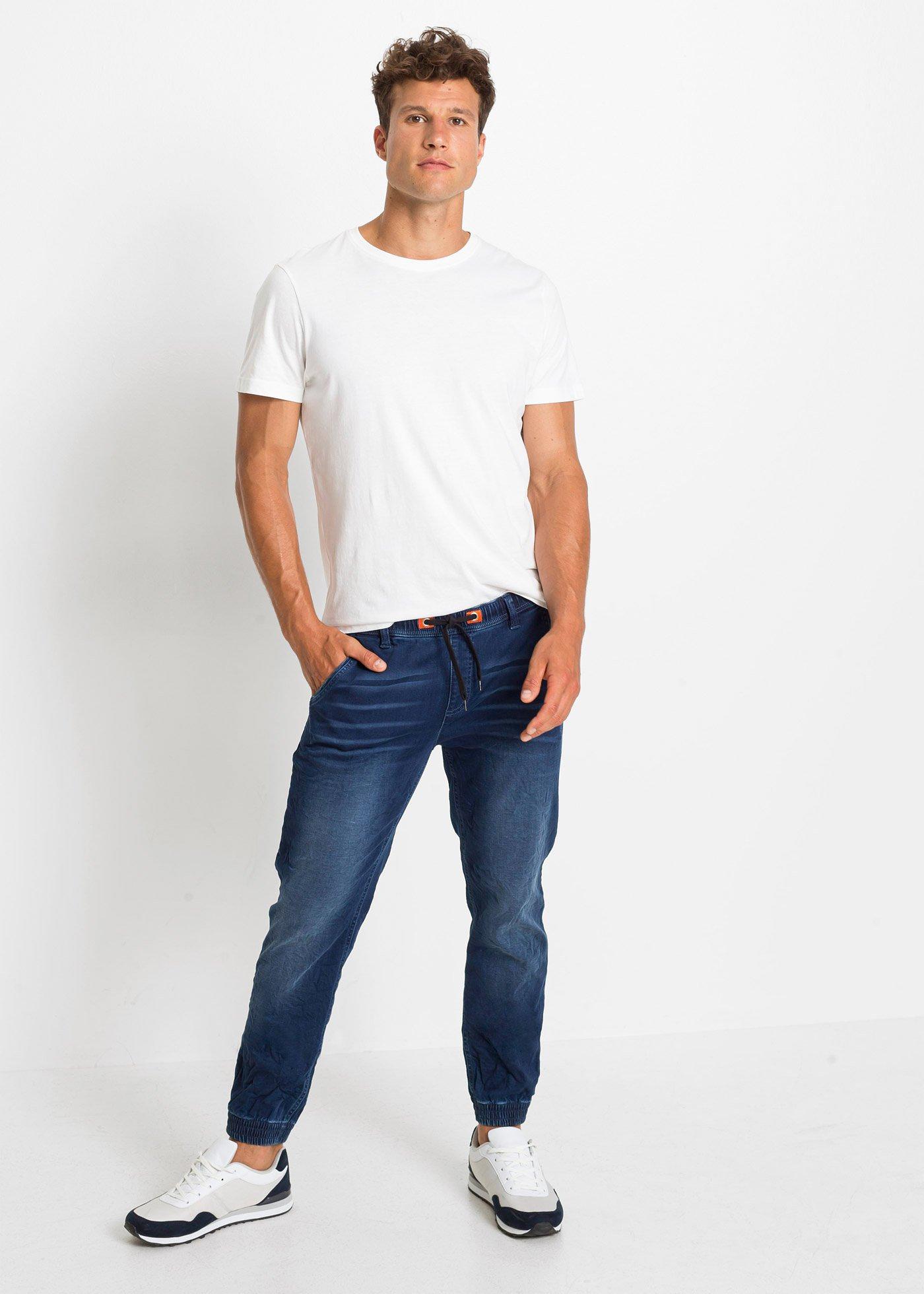 Dżinsy dresowe z gumką w talii, Regular Fit Straight - Bonprix