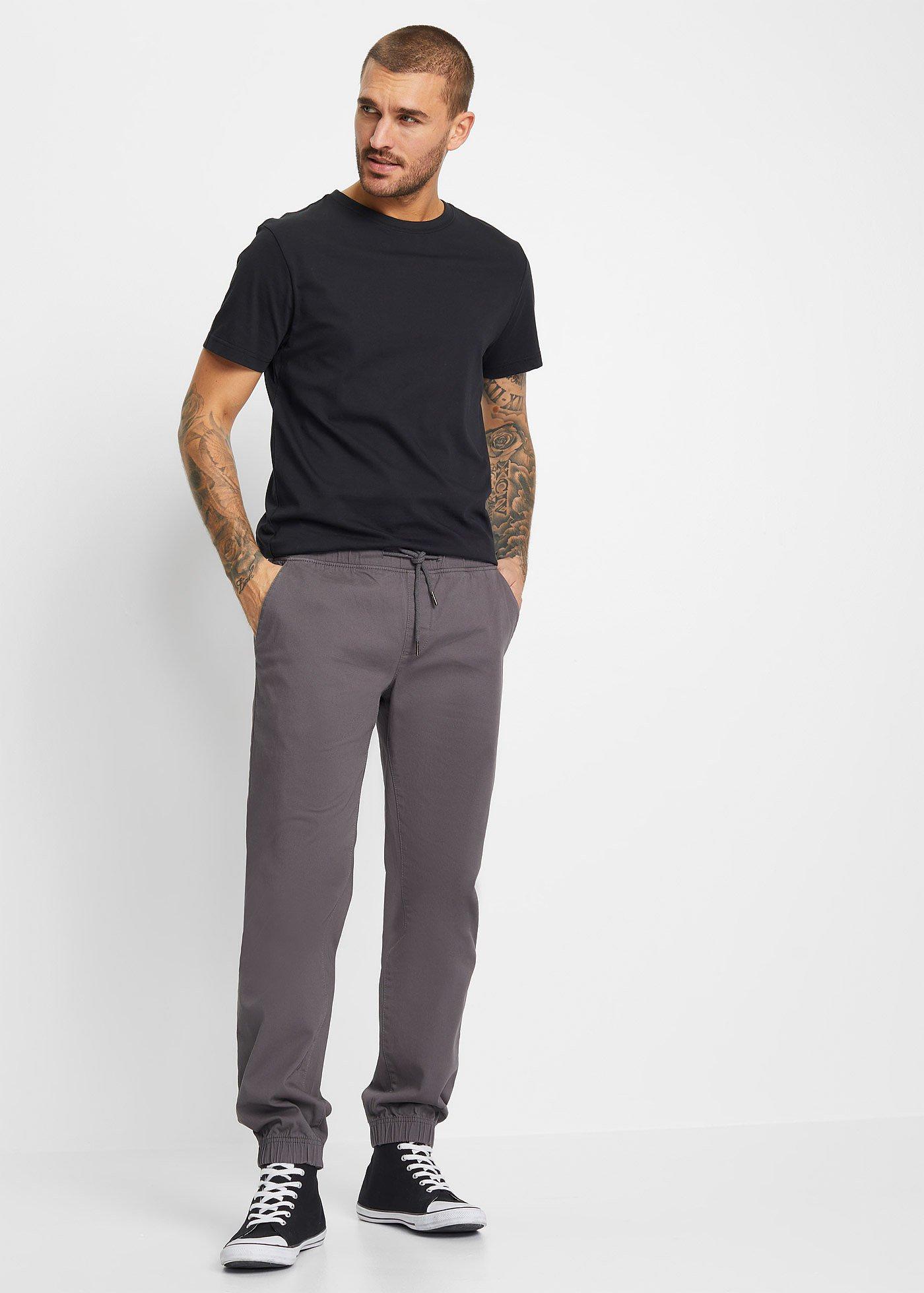 Spodnie chino z gumką w talii, ze stretchem, Relaxed Fit Straight - Bonprix