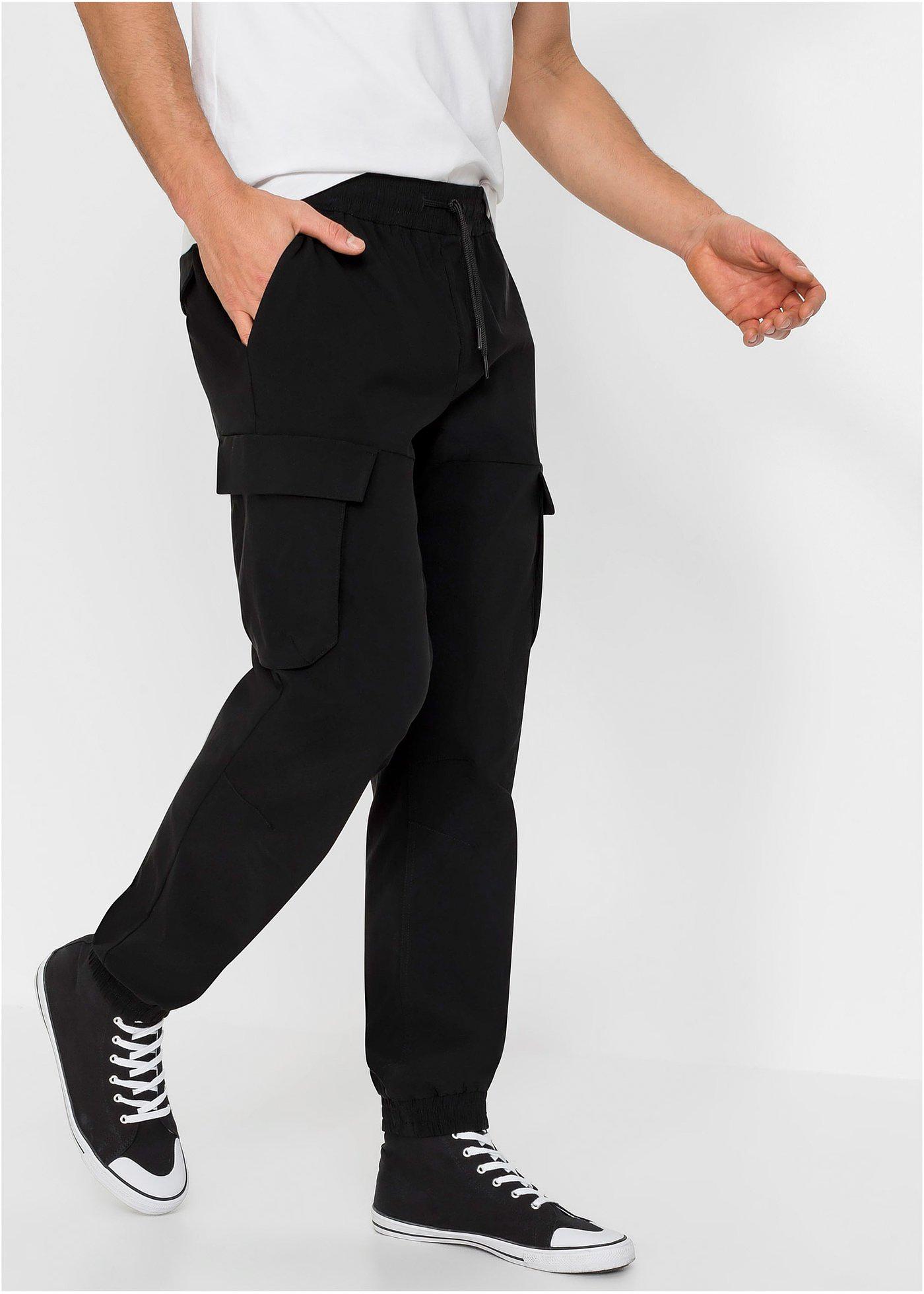 Spodnie bojówki ze stretchem i gumką w talii, Regular Fit Straight - Bonprix
