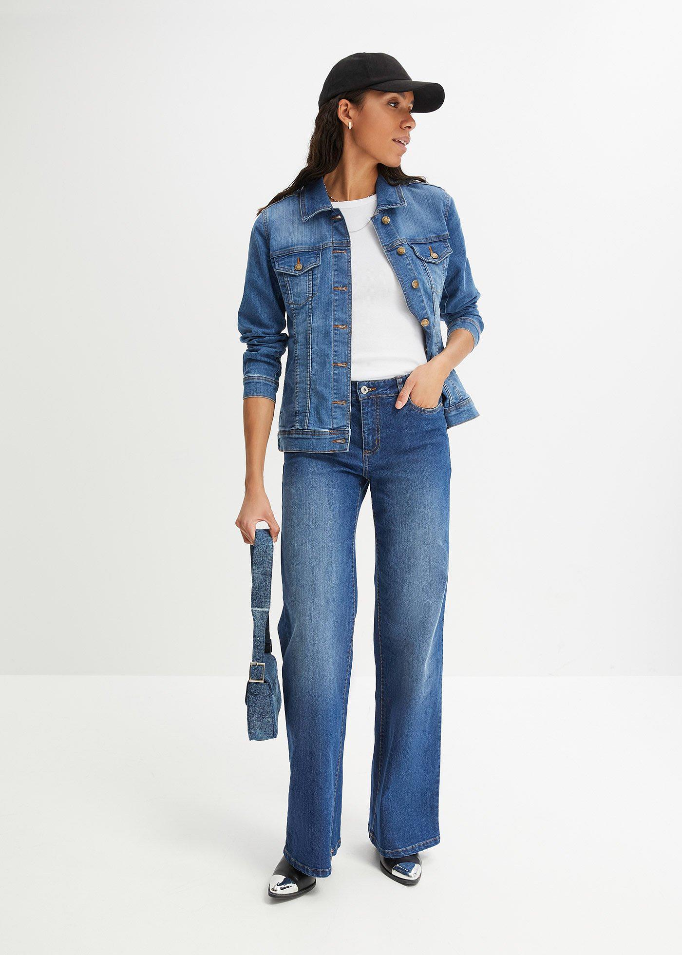 Kurtka dżinsowa ze stretchem, basic - Bonprix