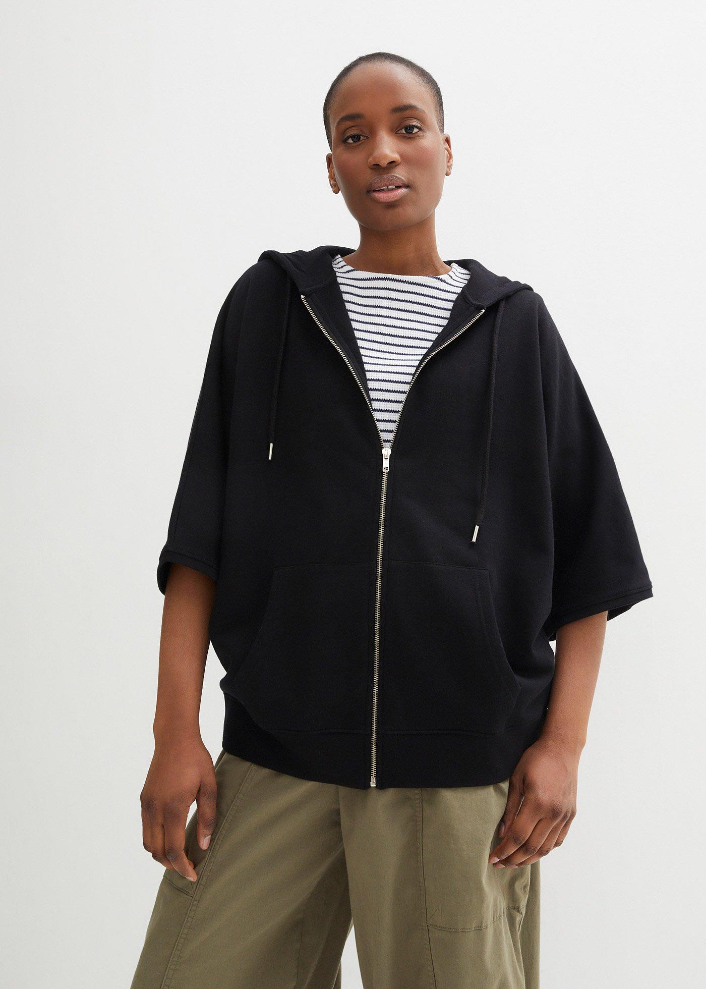 Bluza peleryna rozpinana ze zrównoważonej bawełny - Bonprix