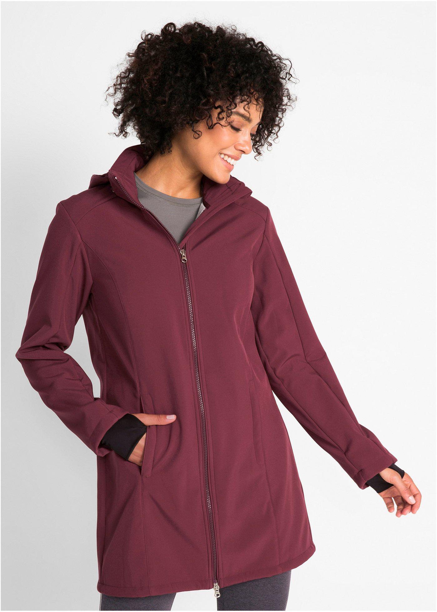 Długa kurtka funkcyjna softshell z polarem barankiem - Bonprix