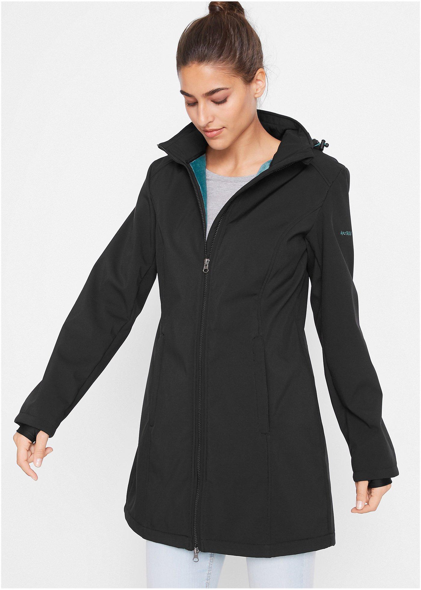 Długa, hydrofobowa kurtka funkcyjna softshell na podszewce z miękkiego polaru - Bonprix