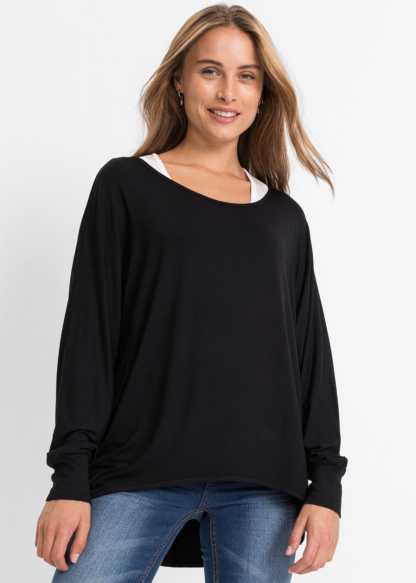 Długi shirt z topem z mieszanki wiskozy - Bonprix