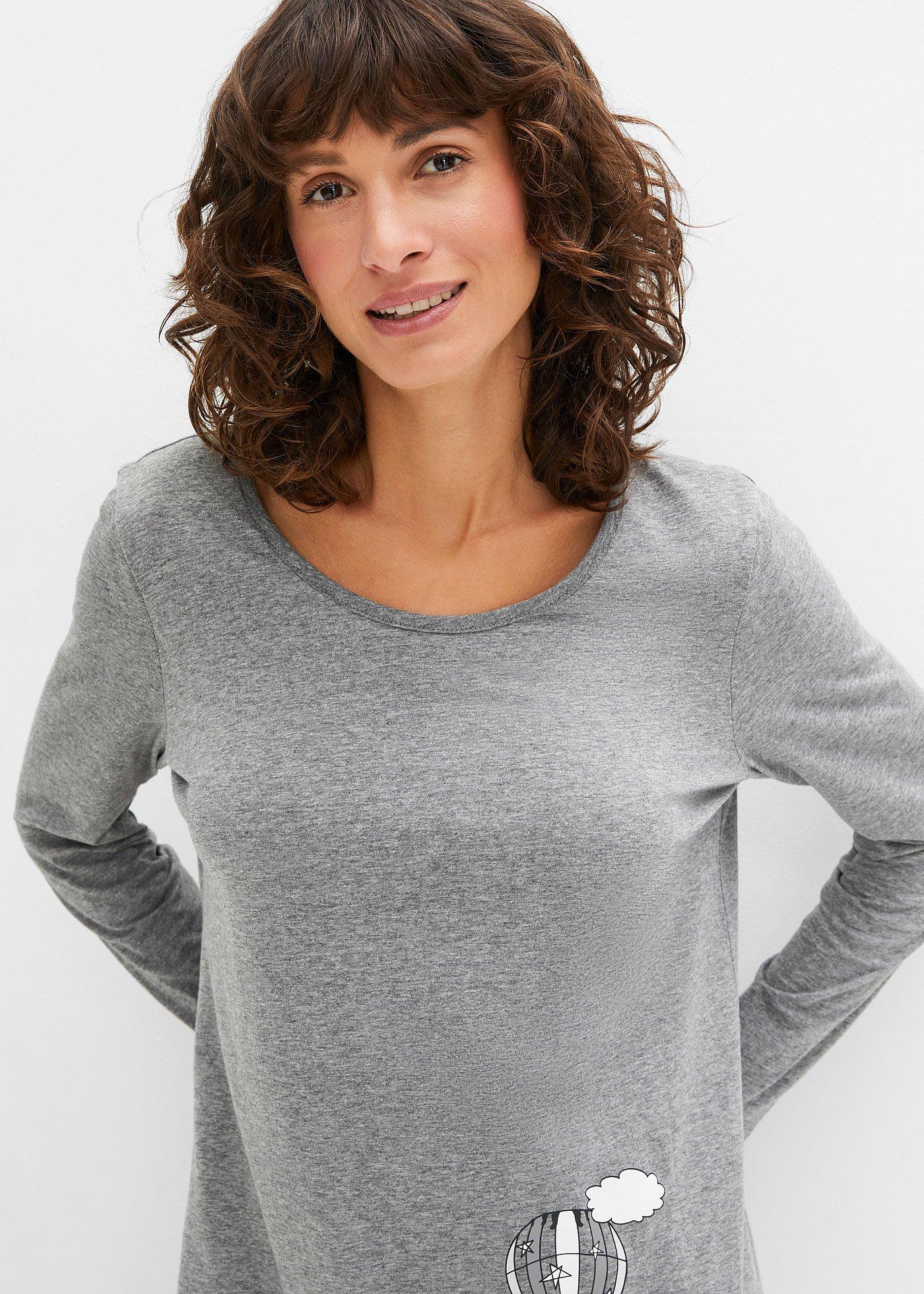 Krótka koszula nocna z długim rękawem - Bonprix