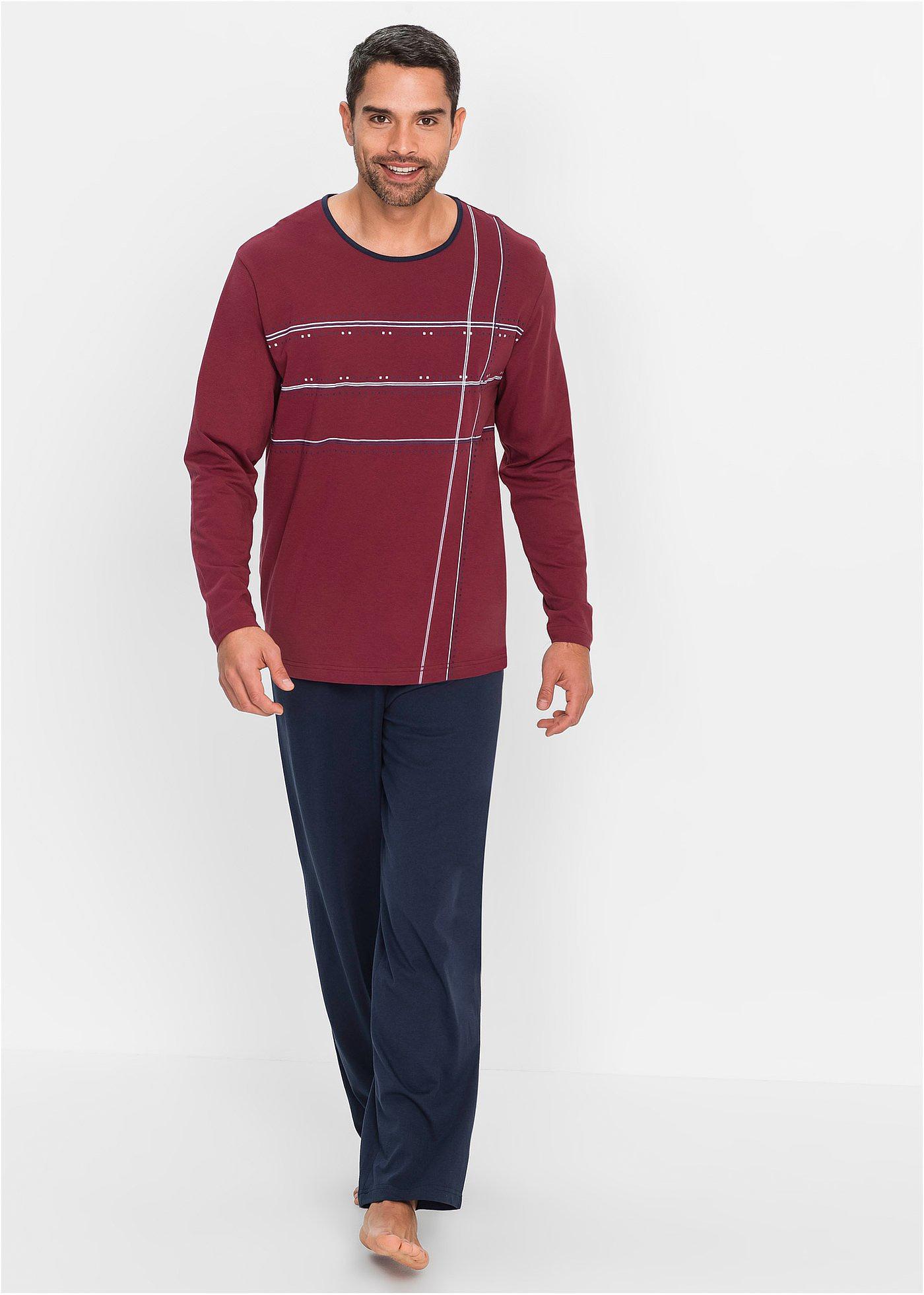 Piżama z bawełną i długimi rękawami - Bonprix