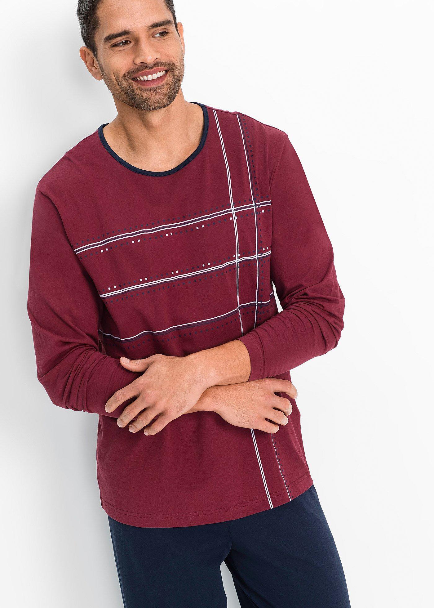 Piżama z bawełną i długimi rękawami - Bonprix