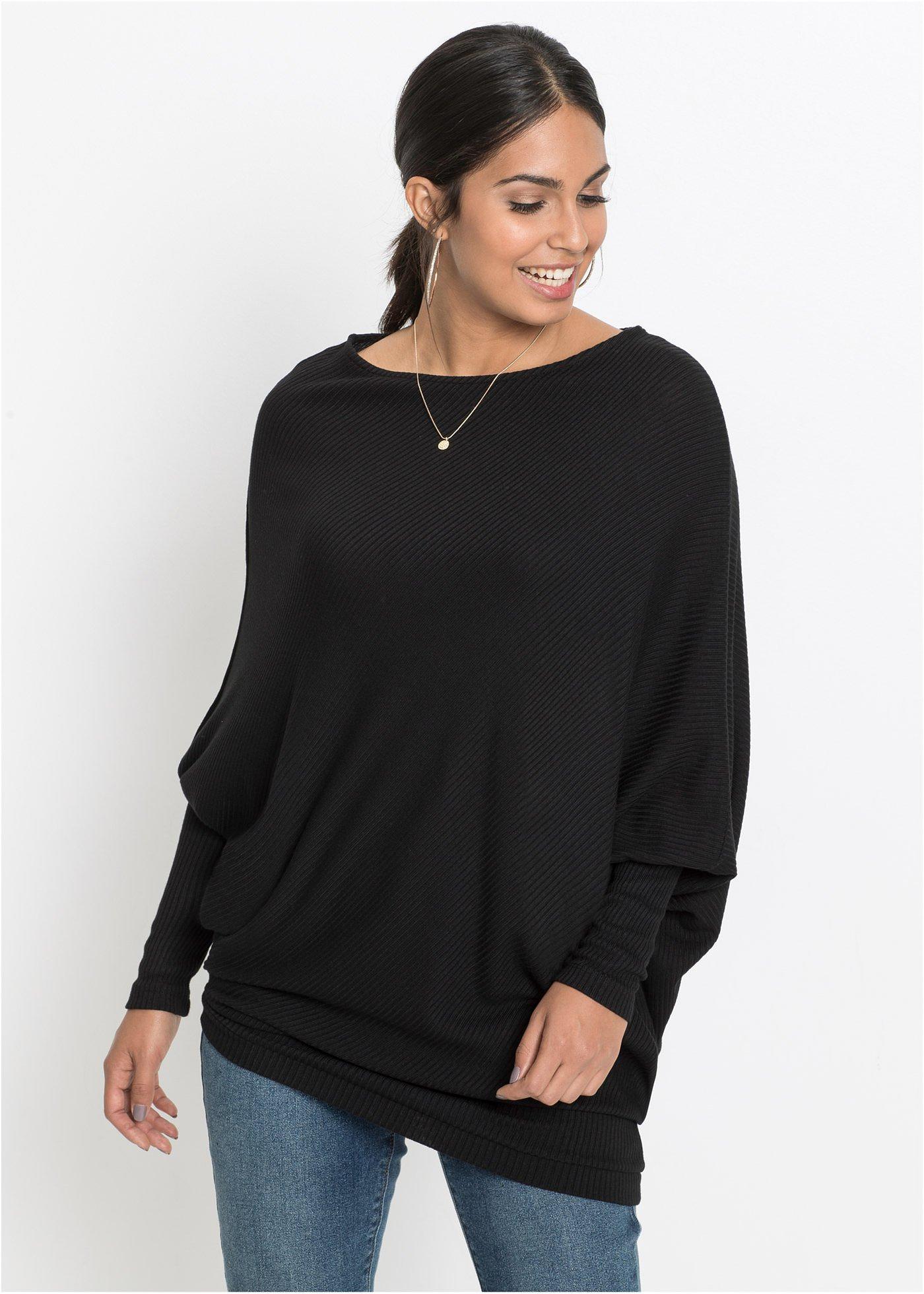 Sweter oversize z asymetrycznym dołem - Bonprix