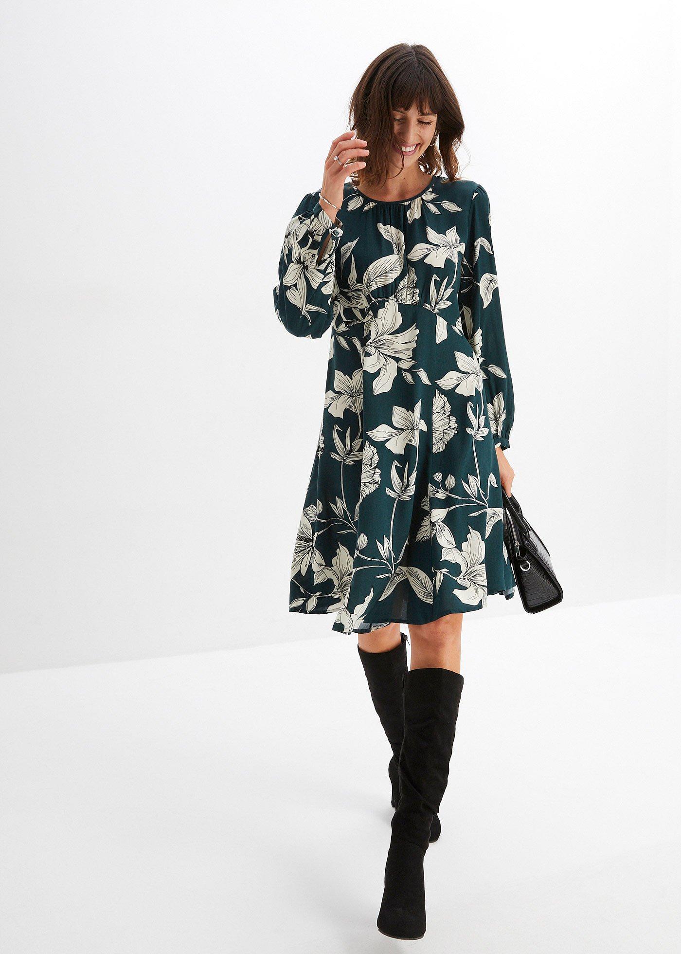 Rozkloszowana sukienka z wiskozy - Bonprix