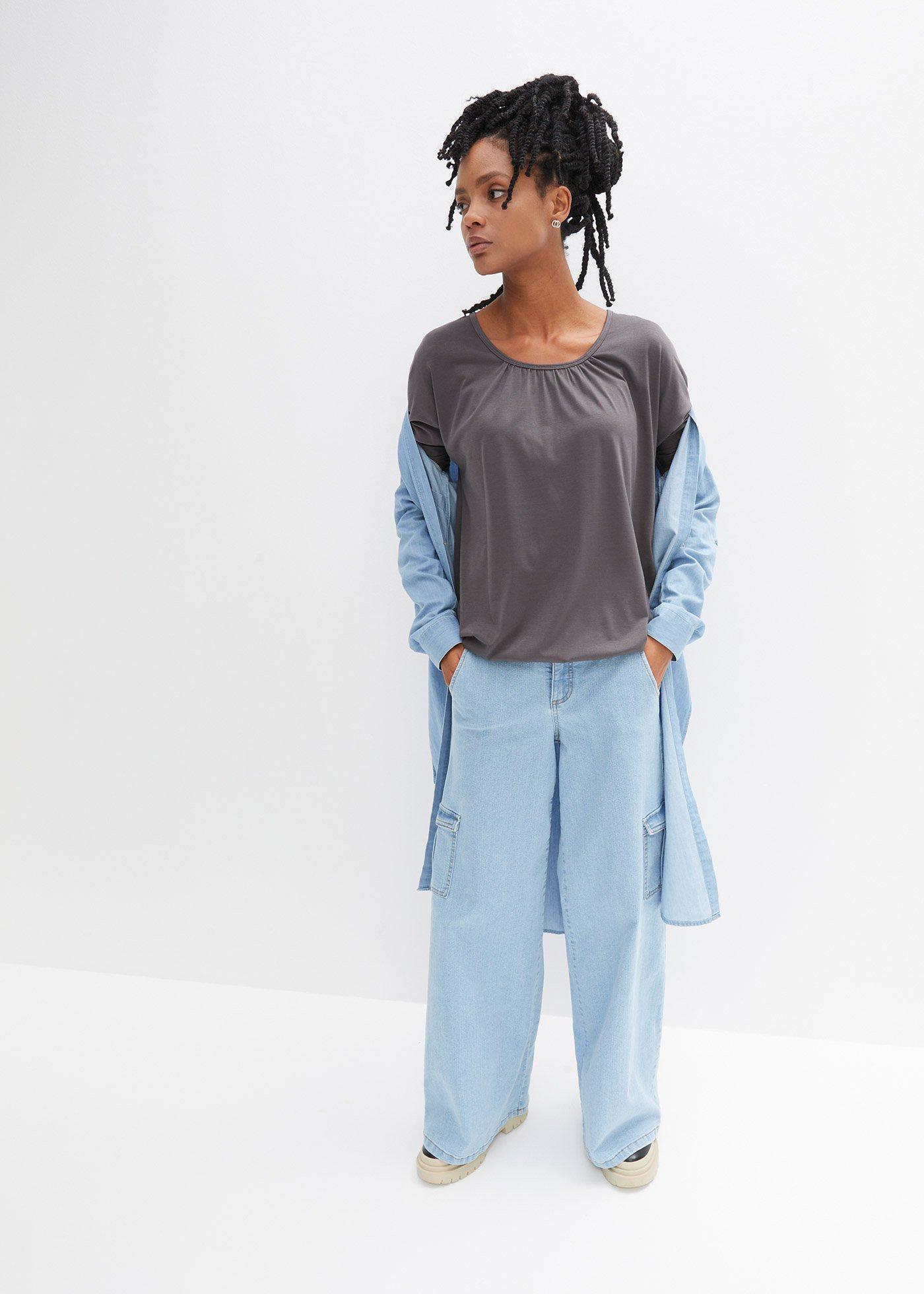 Bluzka oversize z mieszanki wiskozy - Bonprix