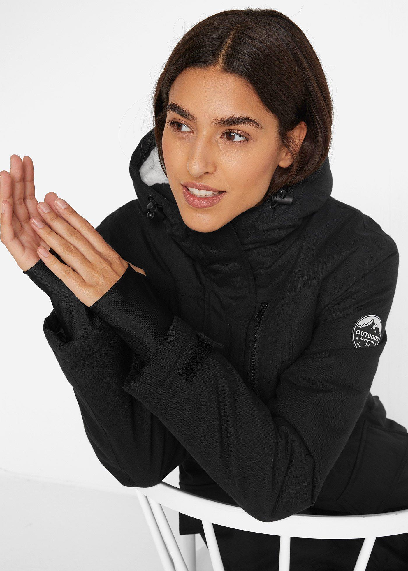 Kurtka funkcyjna z polarem barankiem i kapturem, hydrofobowa - Bonprix