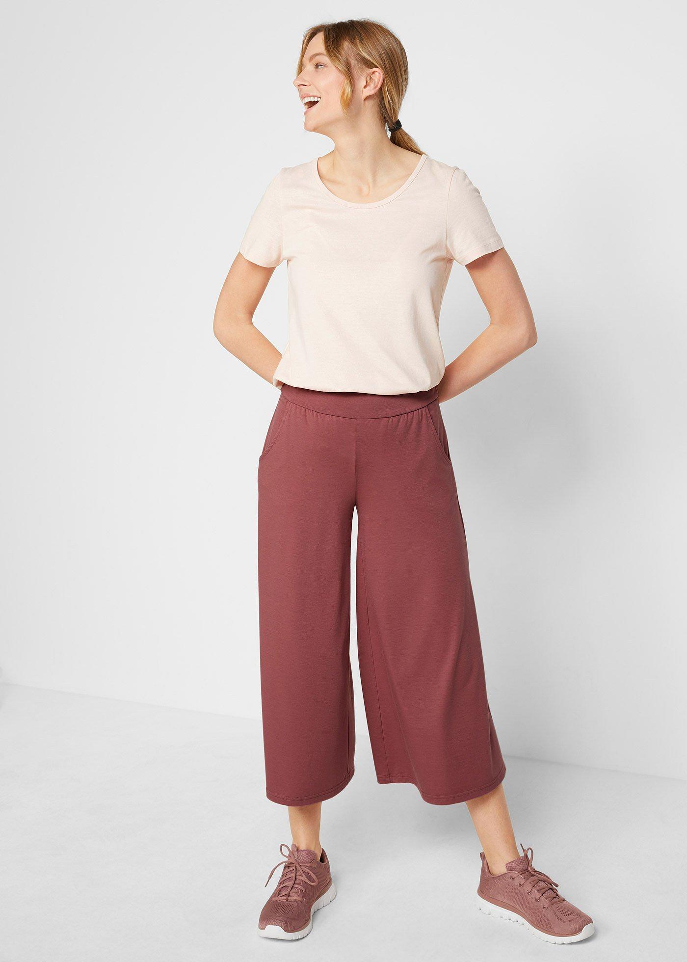 Wygodne spodnie culotte z szeroką nogawką - Bonprix