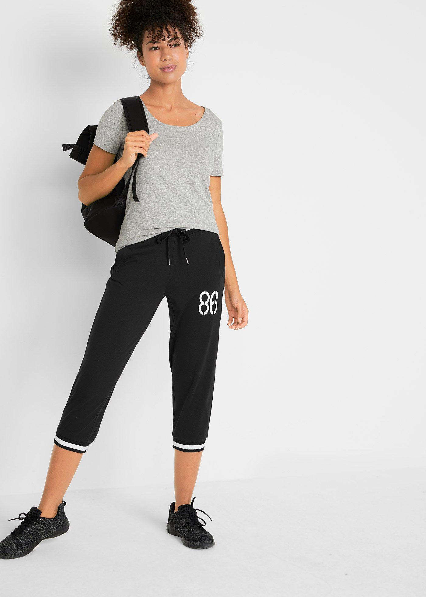 Spodnie joggingowe 3/4 z mieszanki bawełny - Bonprix