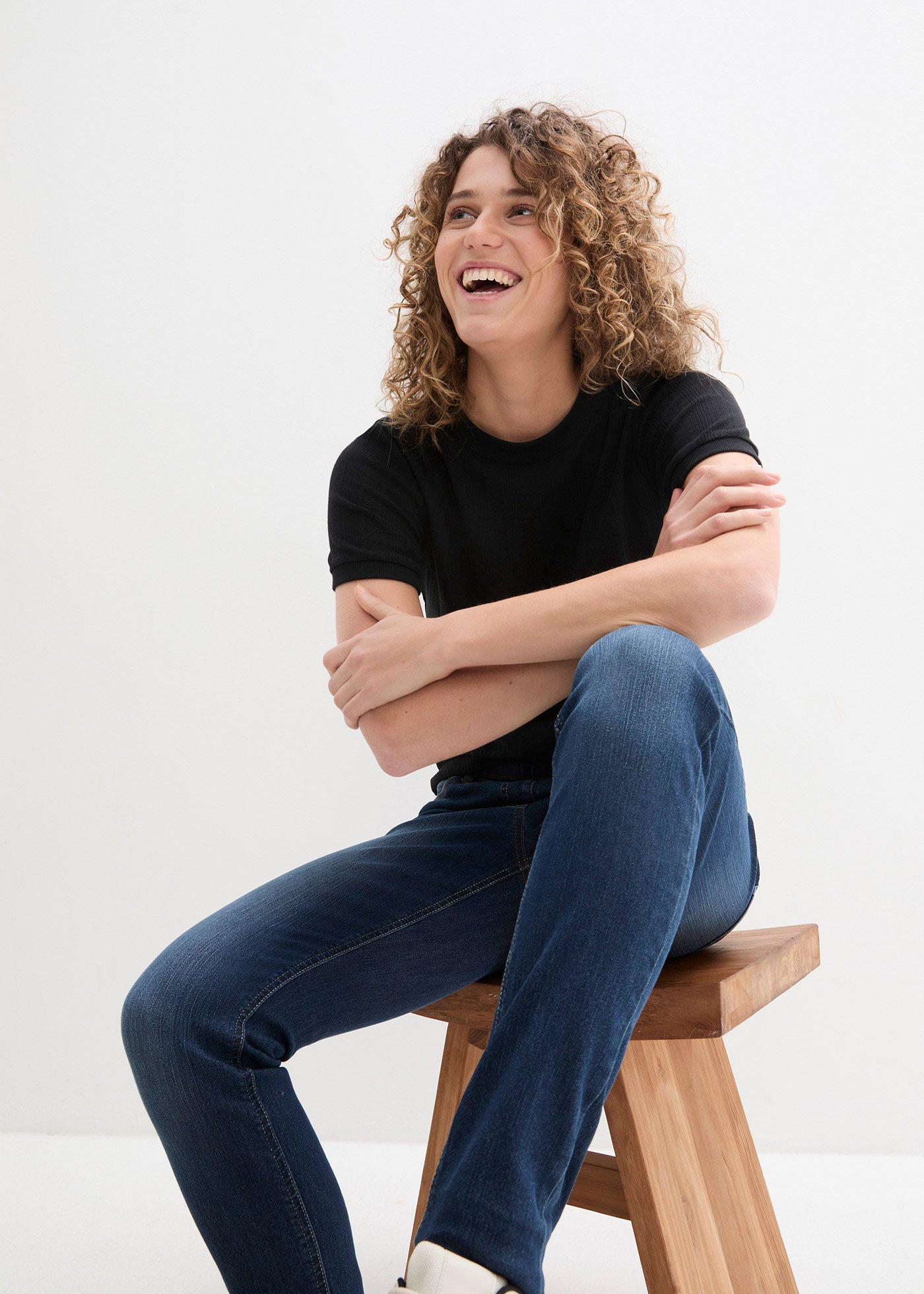 Jegginsy mid waist z wygodnym paskiem w talii - Bonprix